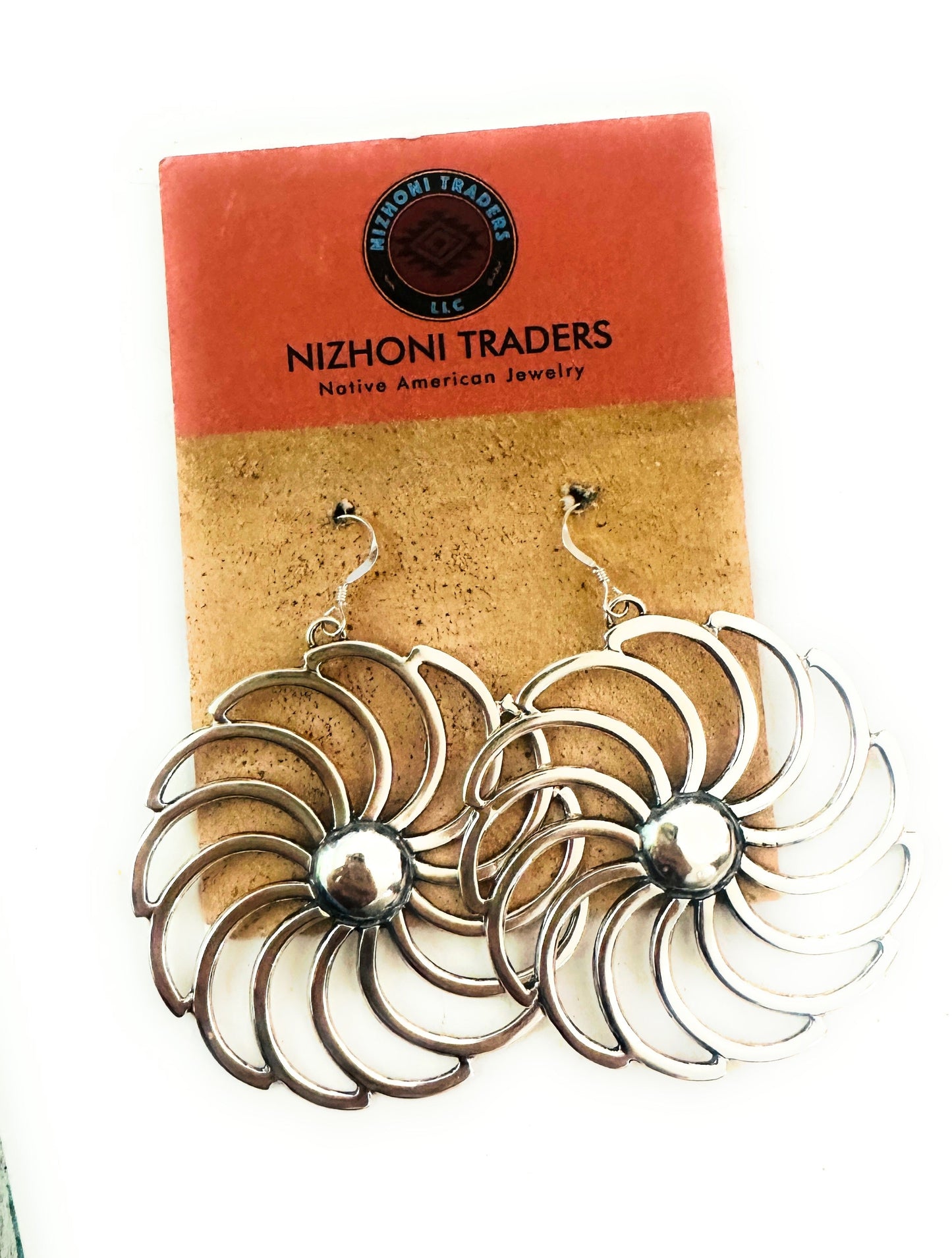 Navajo Sterling Silver Flower Dangle Earrings