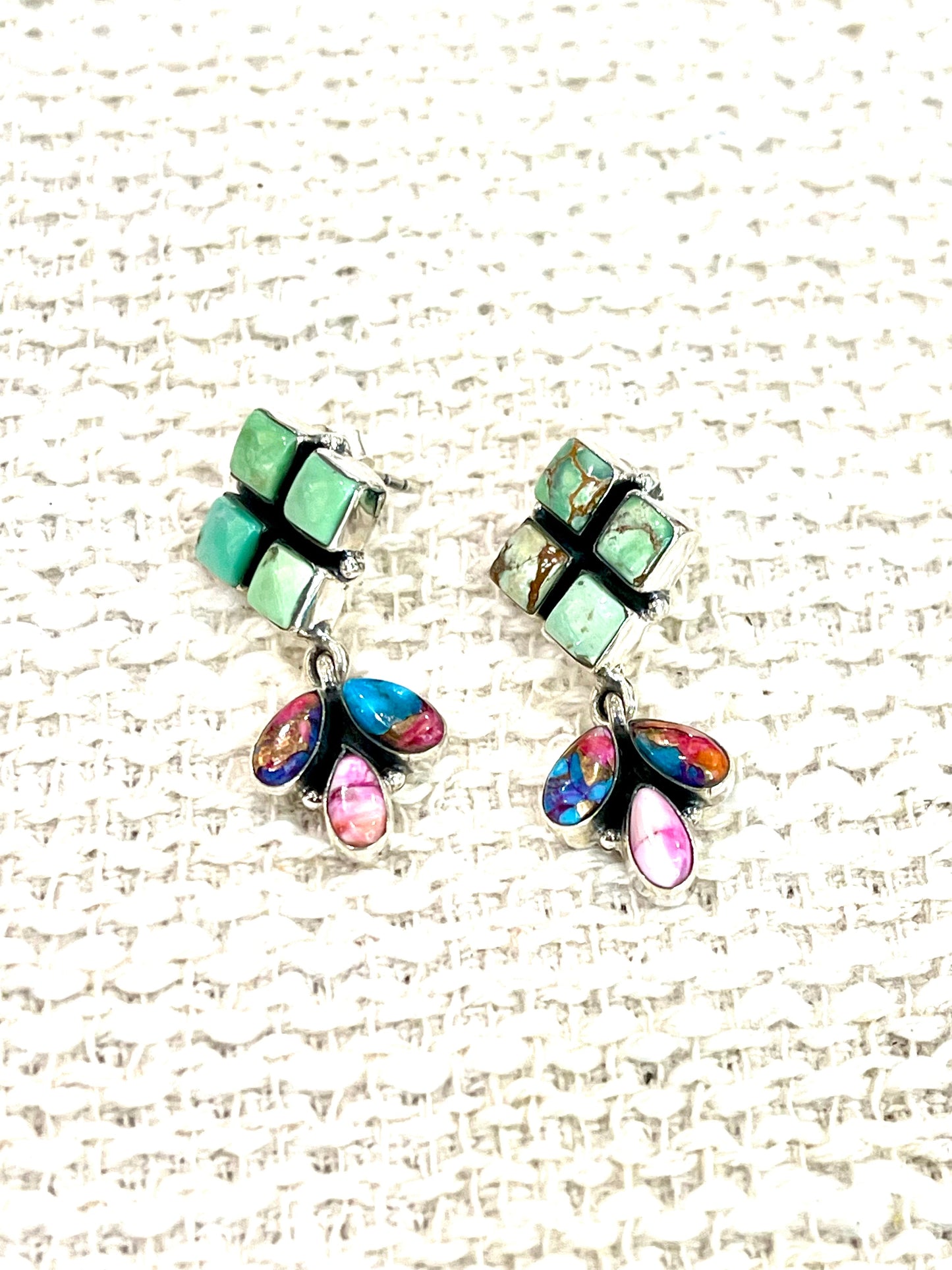 Handmade Pink Dream Mojave , Sterling Silver & Palomino Post Dangles