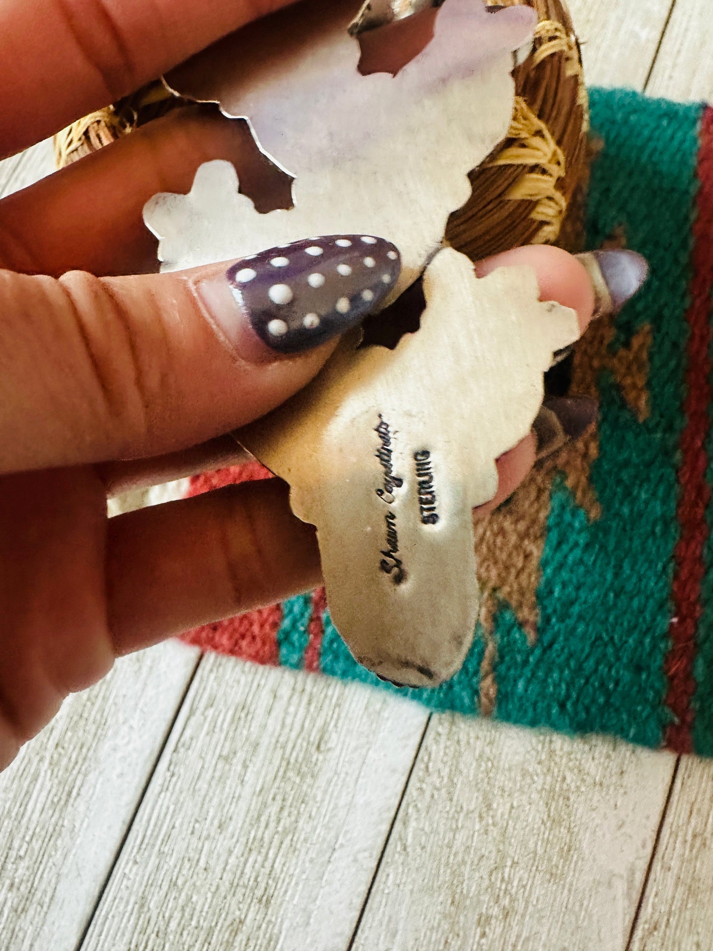 Handcrafted Sterling Silver, Turquoise & Coral Cactus Pendant by Shawn Cayatineto