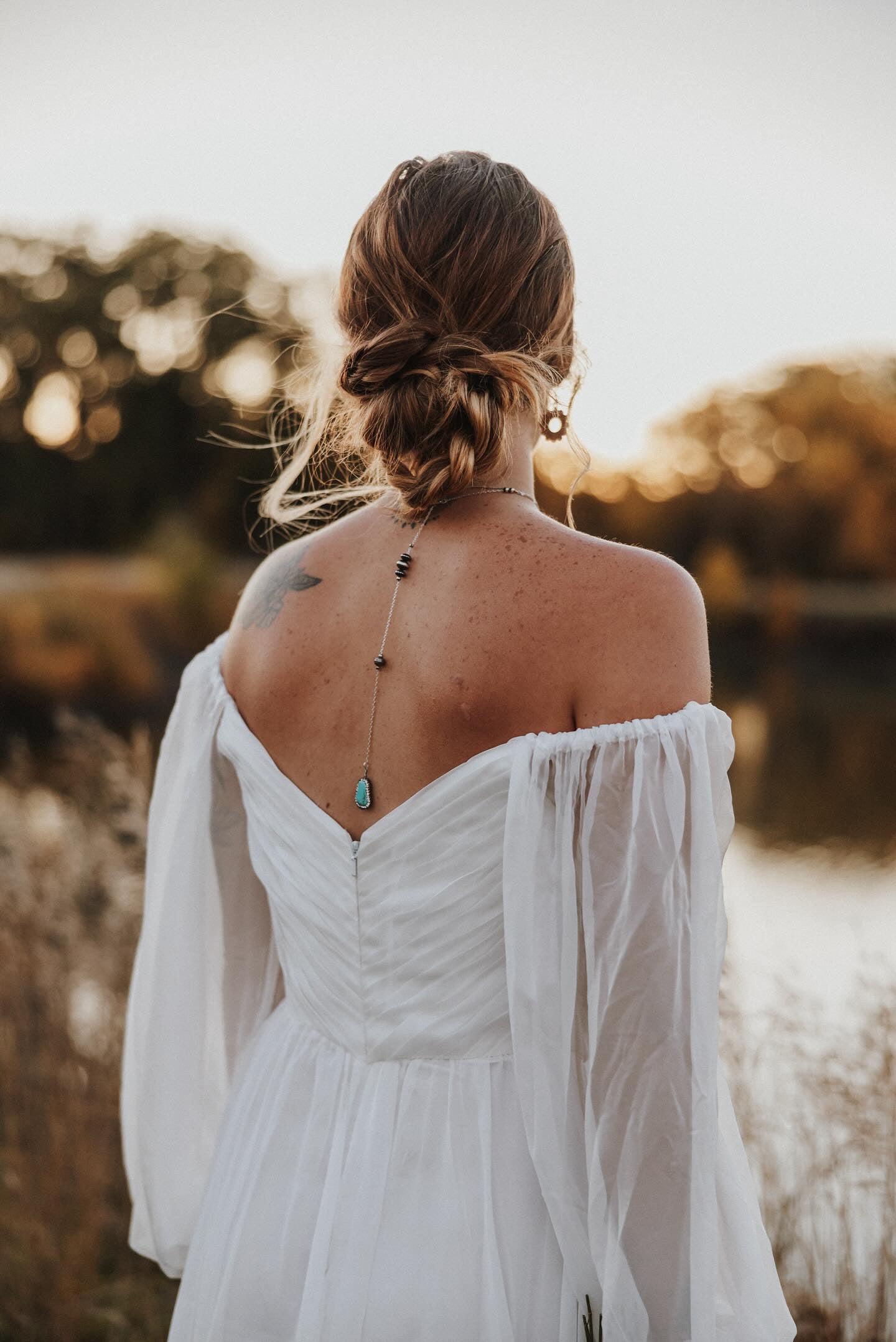 The Jenny– Custom Off-the-Shoulder Western Wedding Dress