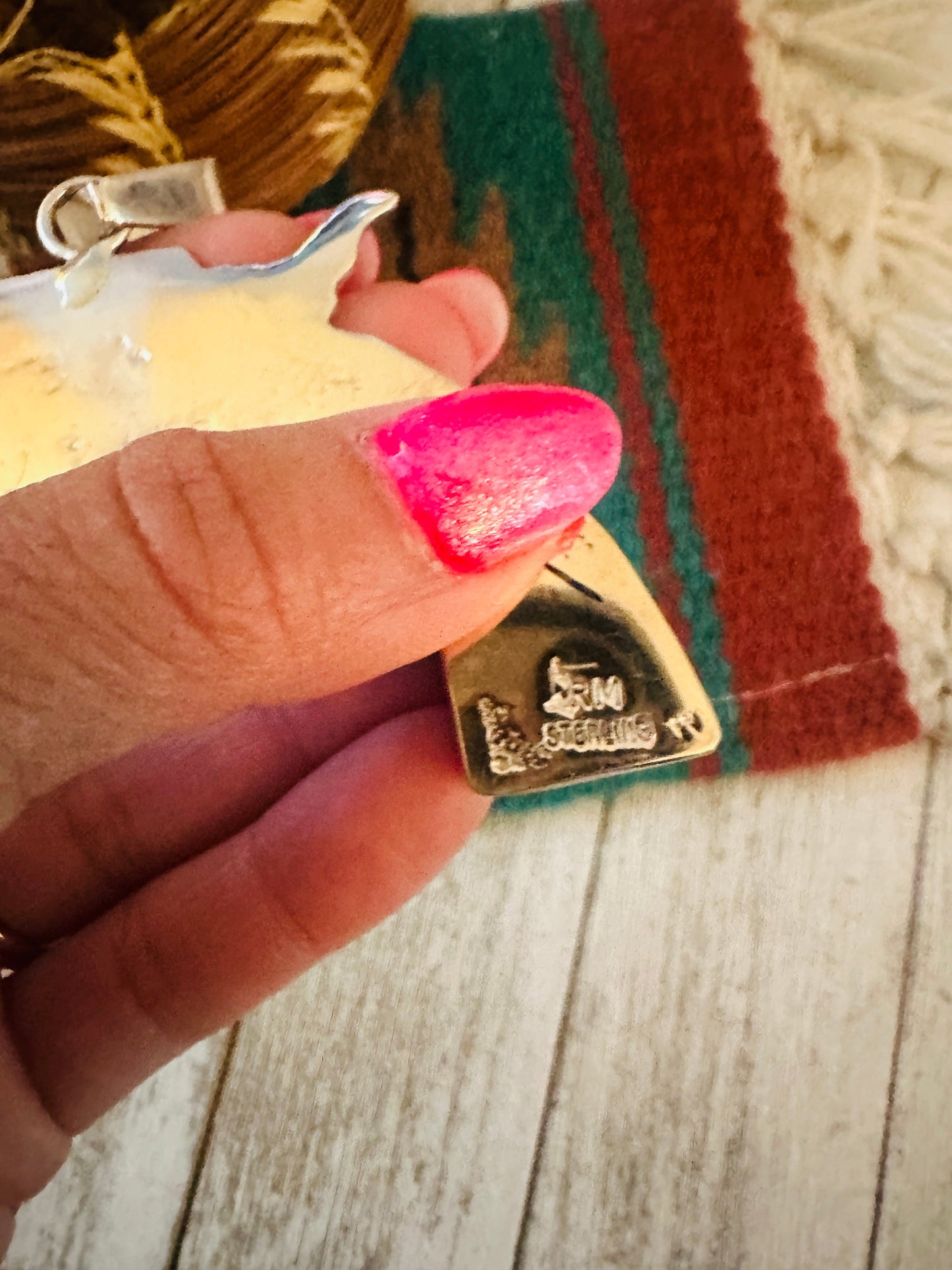 Handcrafted Sterling Silver & Turquoise Inlay Pistol Pendant