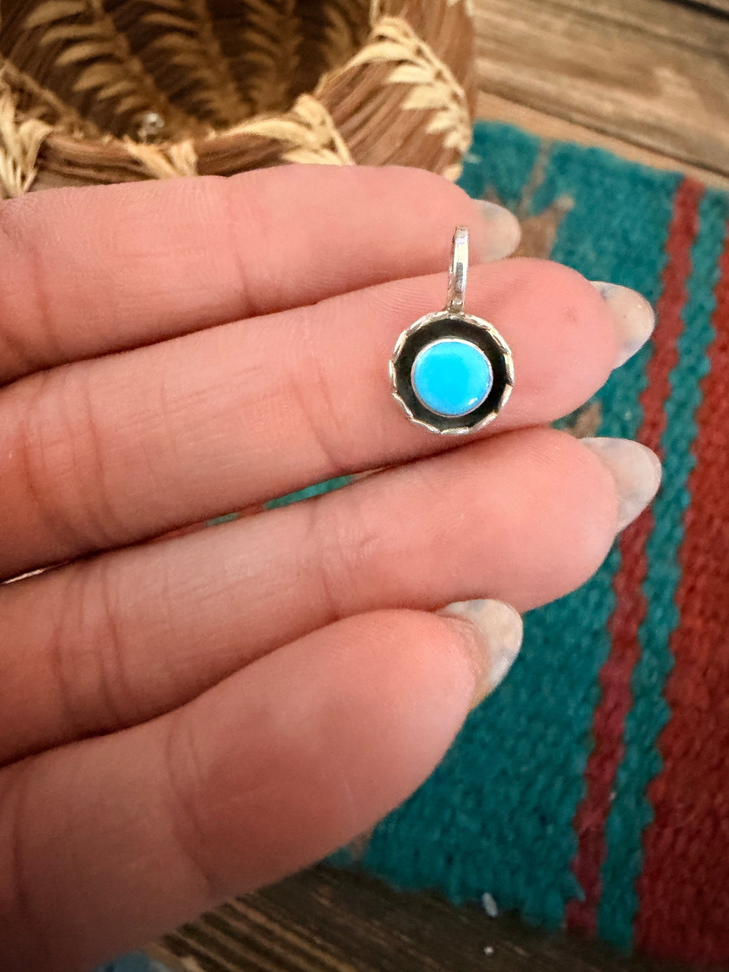 Handcrafted Sterling Silver and Turquoise Mini Pendant
