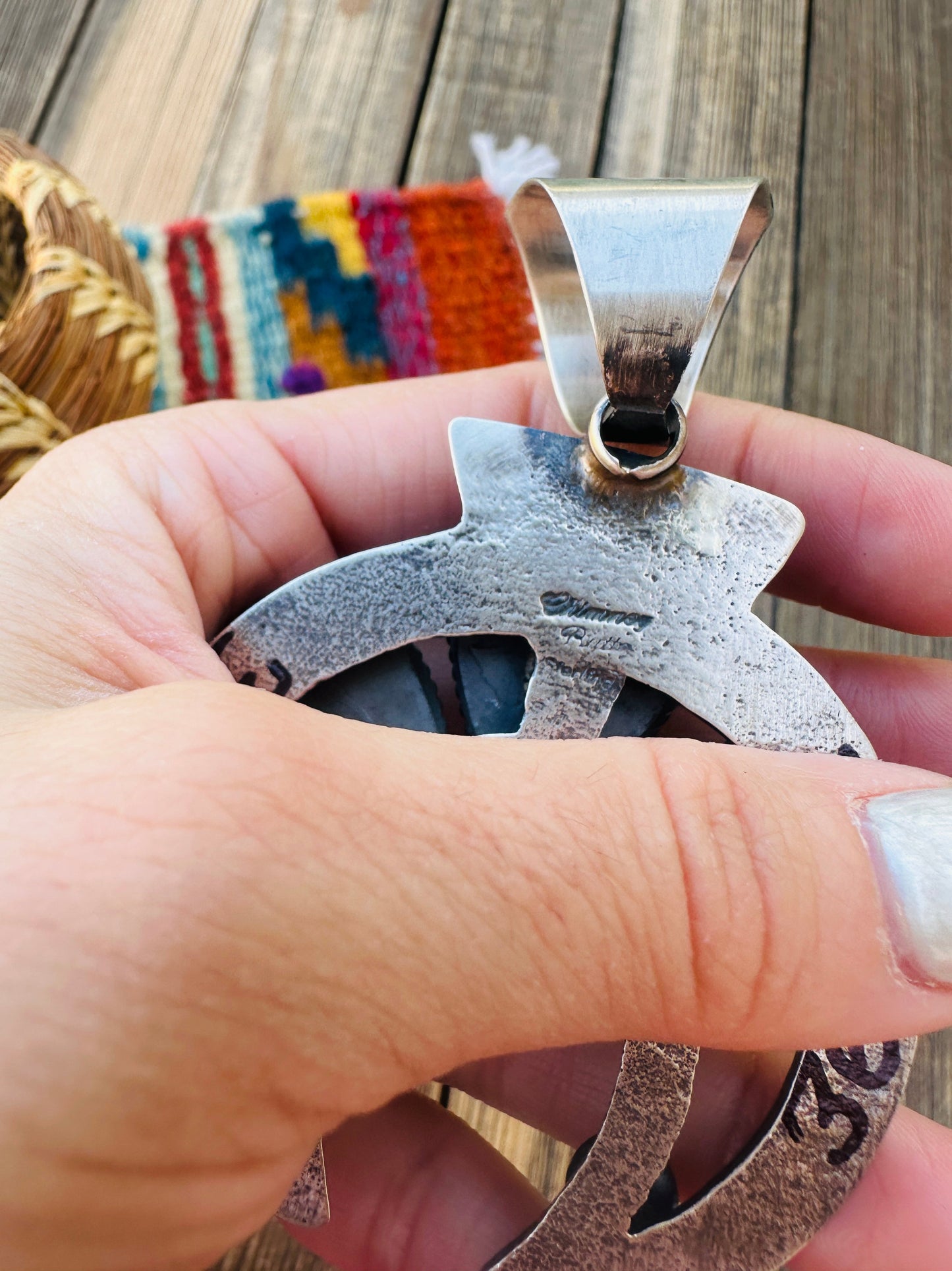 Handcrafted Sterling Silver & Turquoise Naja Pendant by Chimney Butte