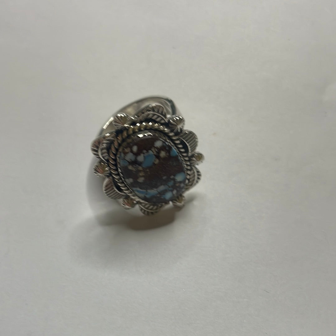 Nizhoni Handmade Golden Hills Turquoise & Sterling Silver Adjustable Ring