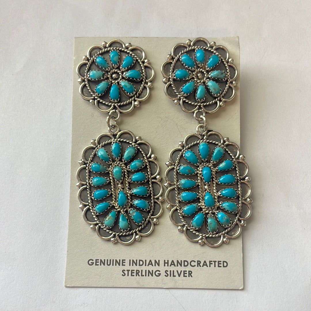 “The Girl Power” Handcrafted Sterling Silver Turquoise Dangle Earrings