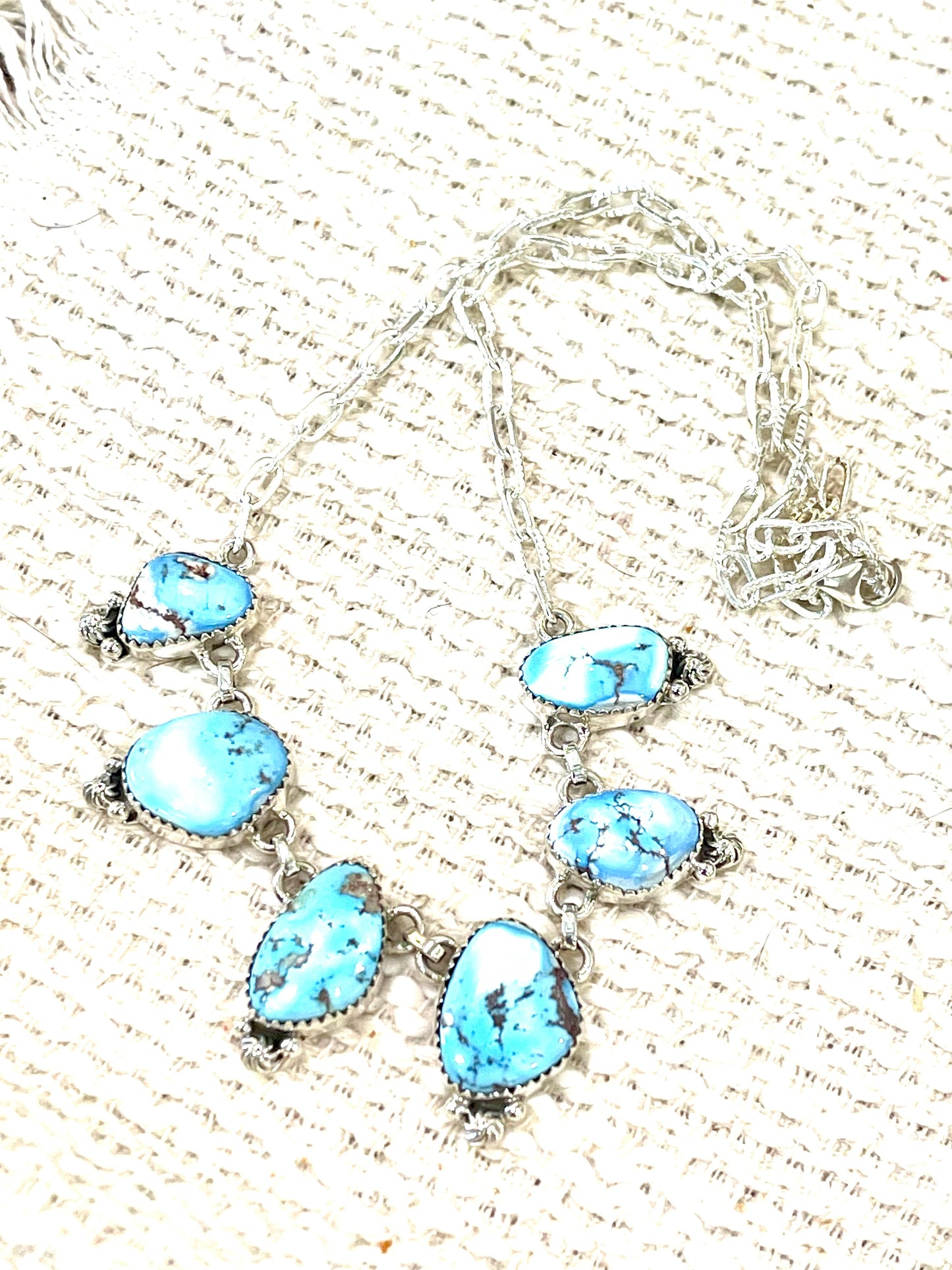 Handmade Sterling Silver & Golden Hills 6 Stone Necklace