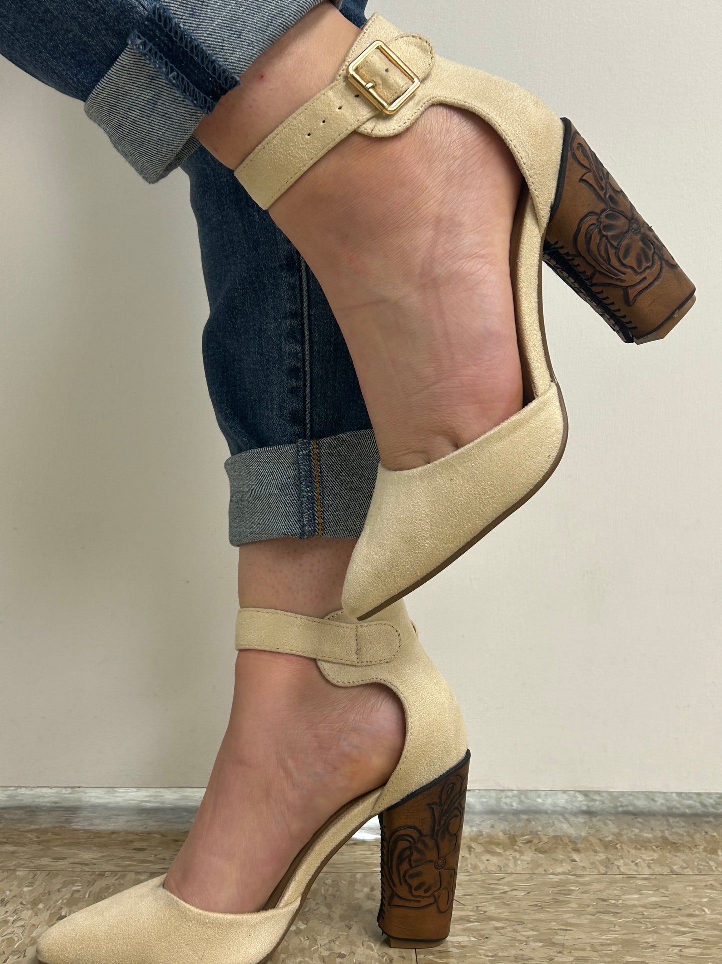 Closed Toe Custom Leather Tooled Heels