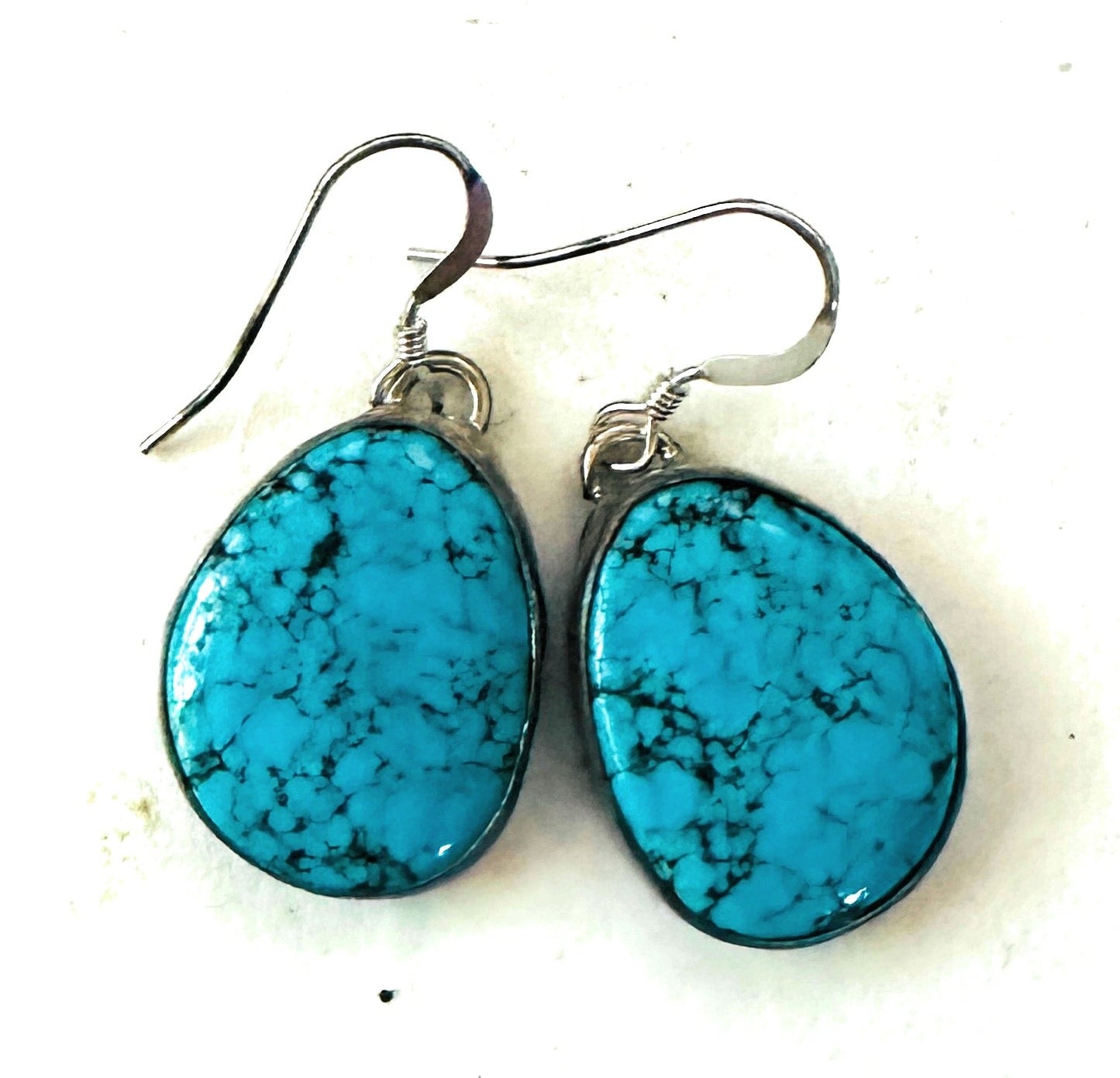 Handcrafted Turquoise And Sterling Silver Dangle Earrings