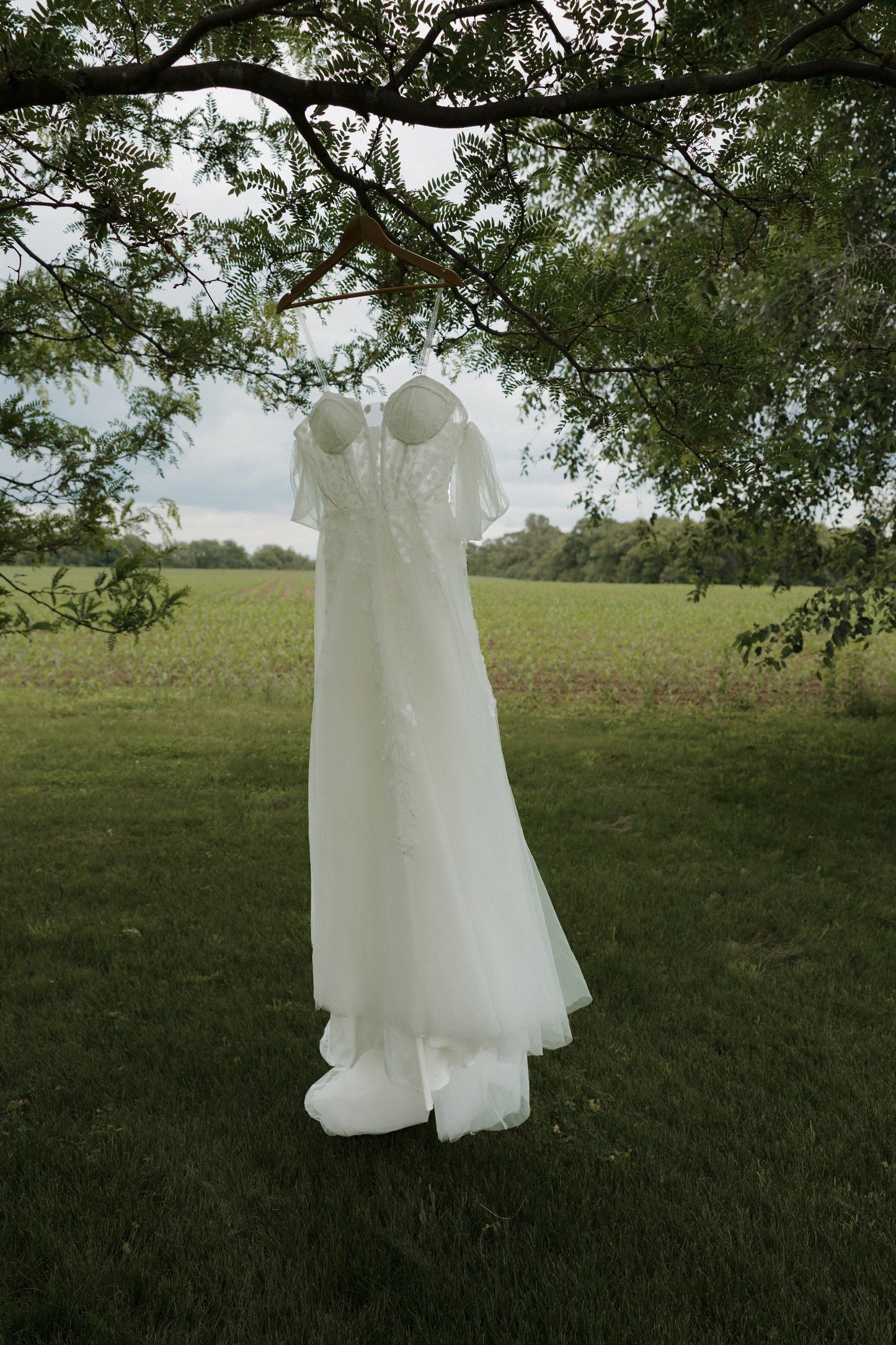 The Iris Gown – Romantic Ivory A-Line Wedding Dress with Floral Appliqués