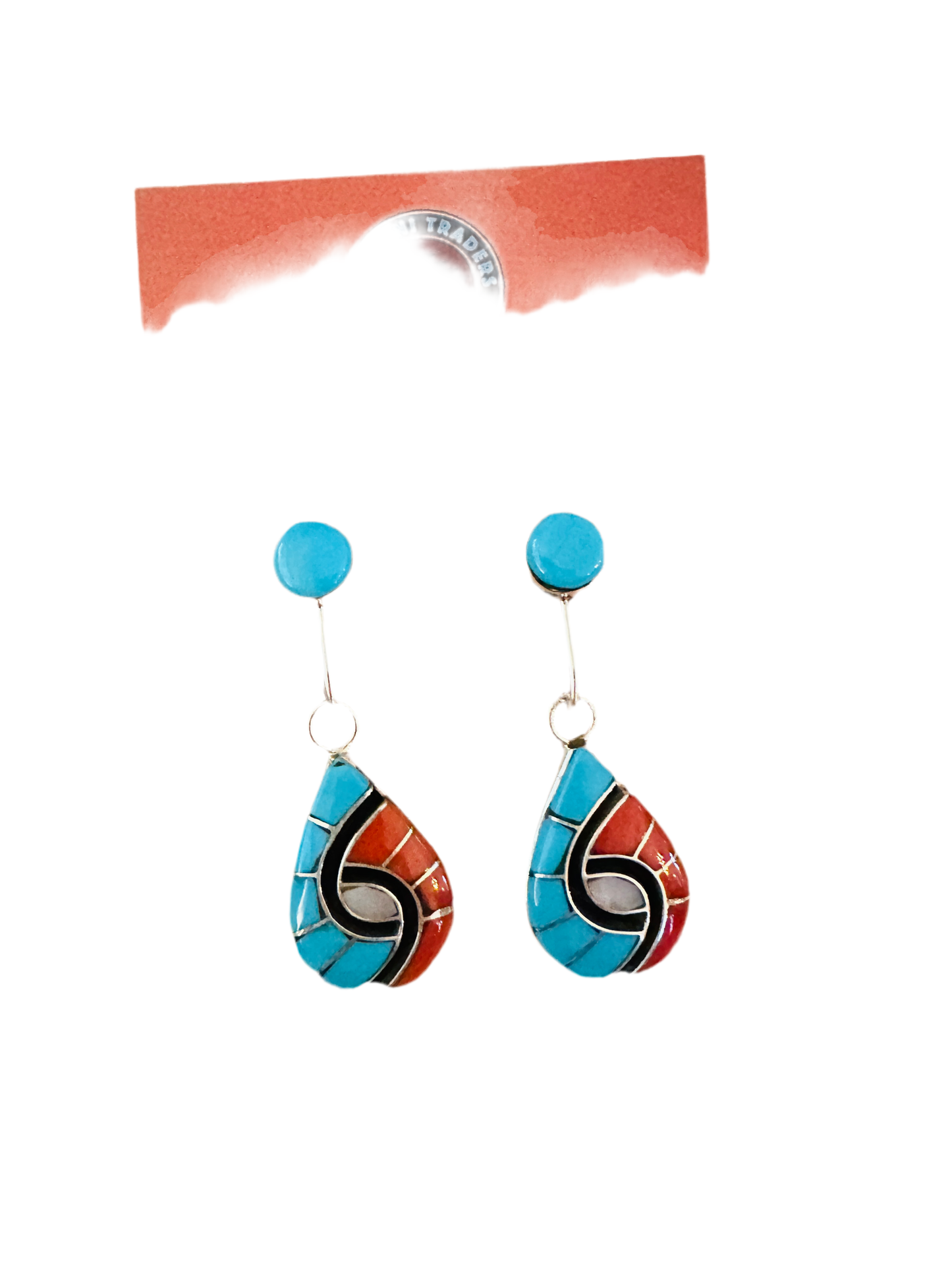 Handcrafted Multi Stone & Sterling Silver Inlay Dangle Earrings