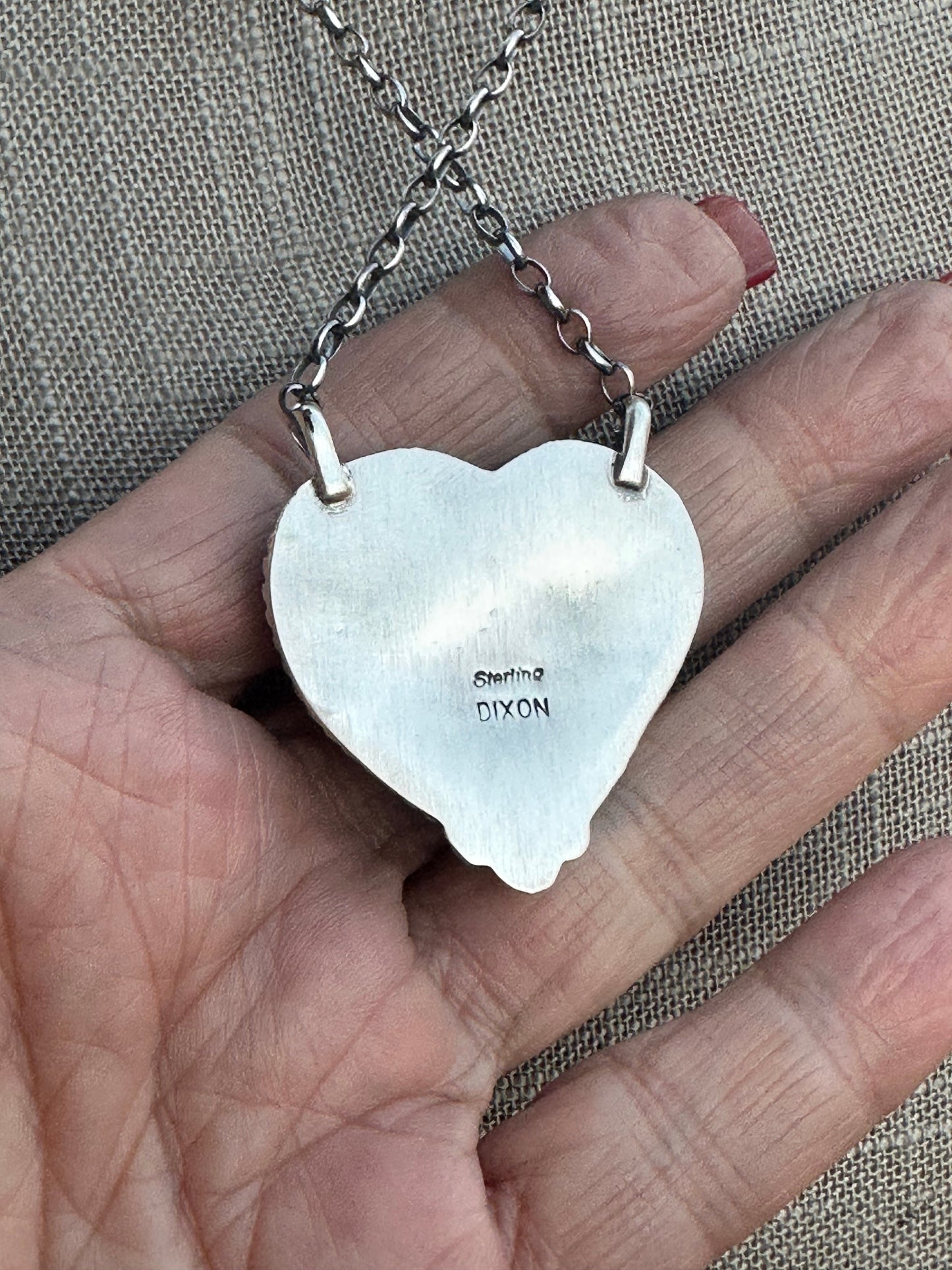 Handcrafted Rose Dahlia & Sterling Silver Heart Necklace