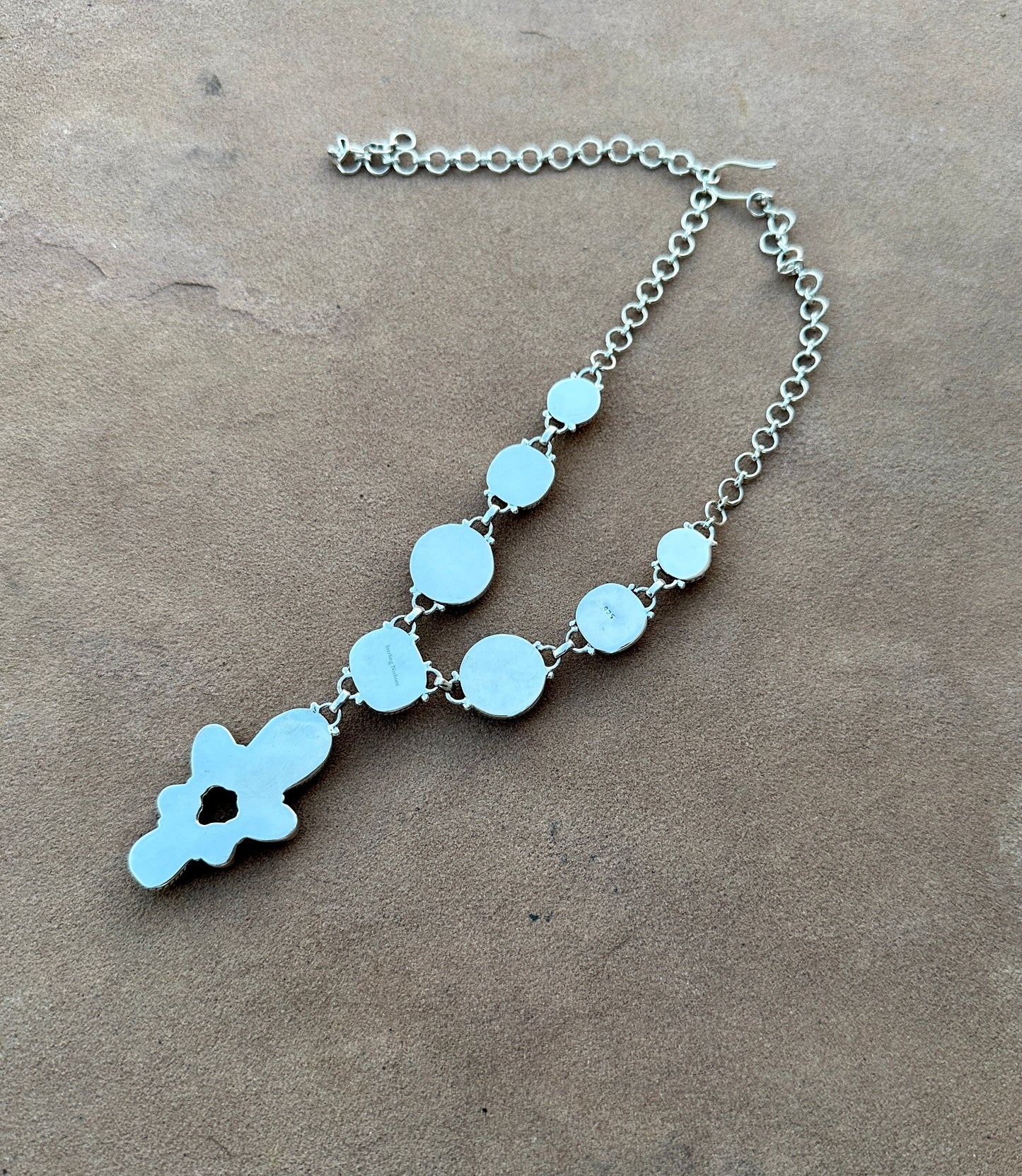 Handmade Royston Ribbon Turquoise & Sterling Silver Lariat Necklace