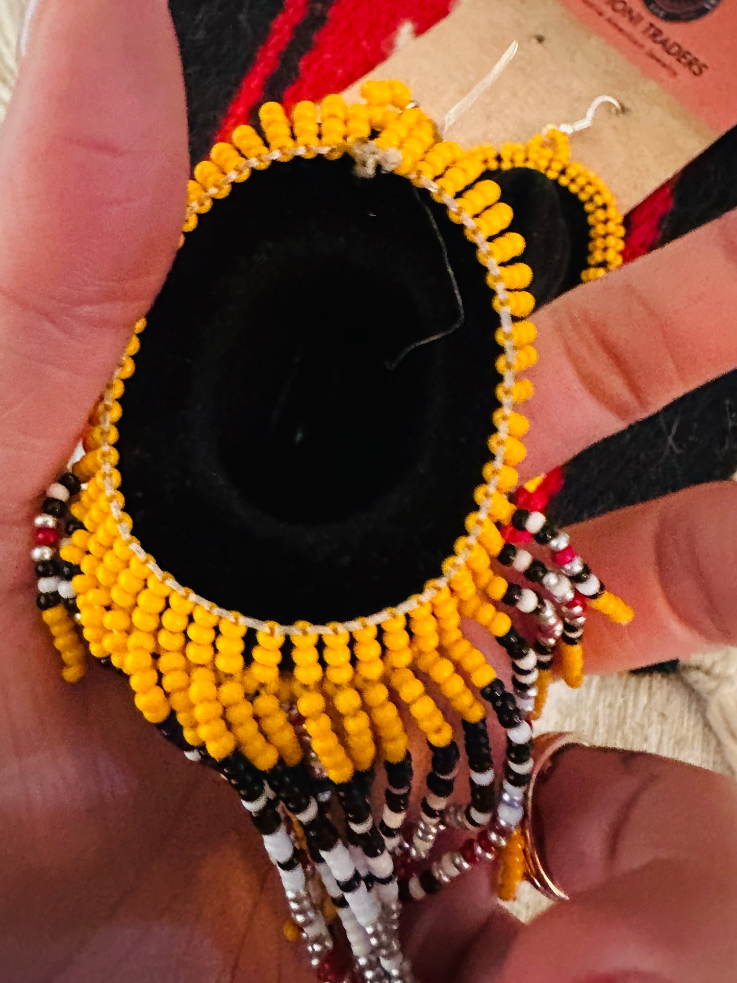 Handcrafted Beaded Cowboy Hat Dangle Earrings- orange