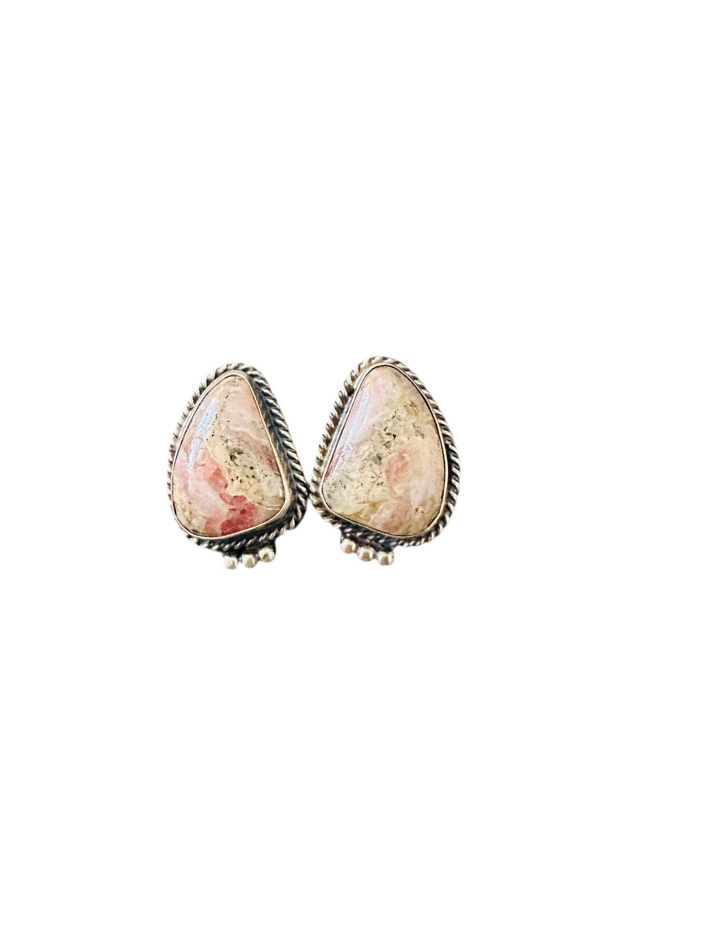 Handcrafted Rhodochrosite & Sterling Silver Post Earrings