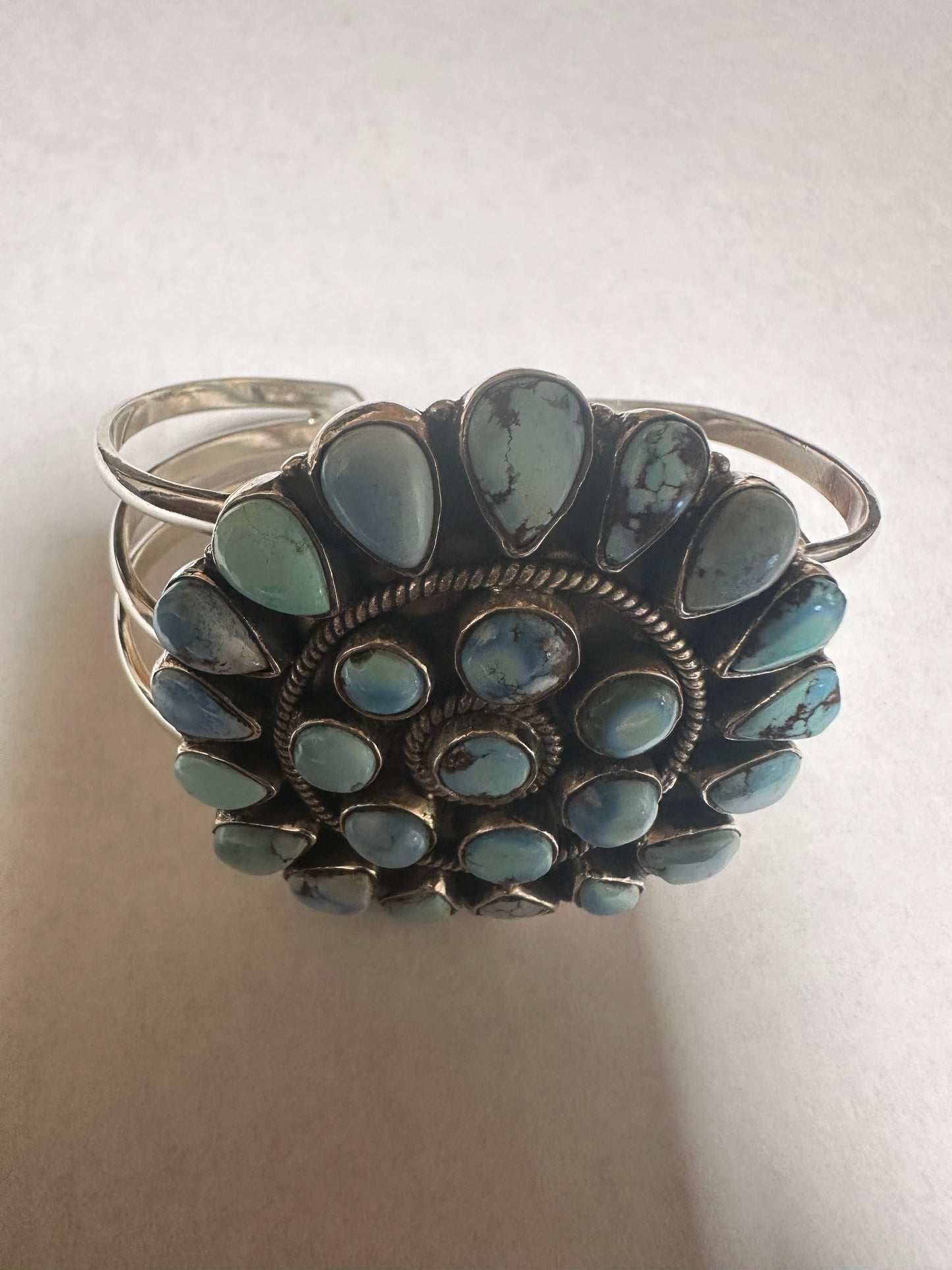 Handmade Sterling Silver Golden Hills Turquoise Adjustable Cuff