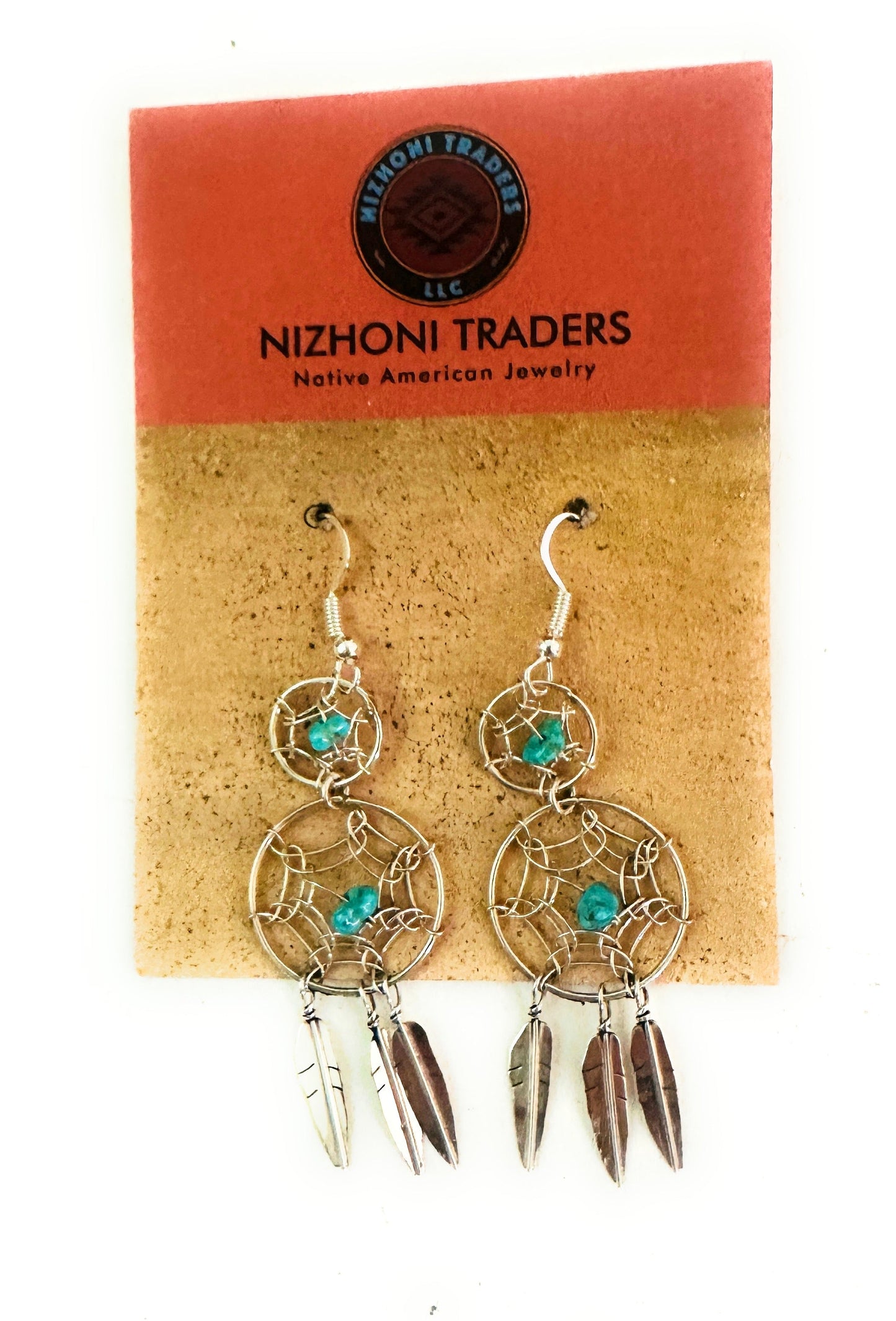 Sterling Silver & Turquoise Dream Catcher Dangle Earrings