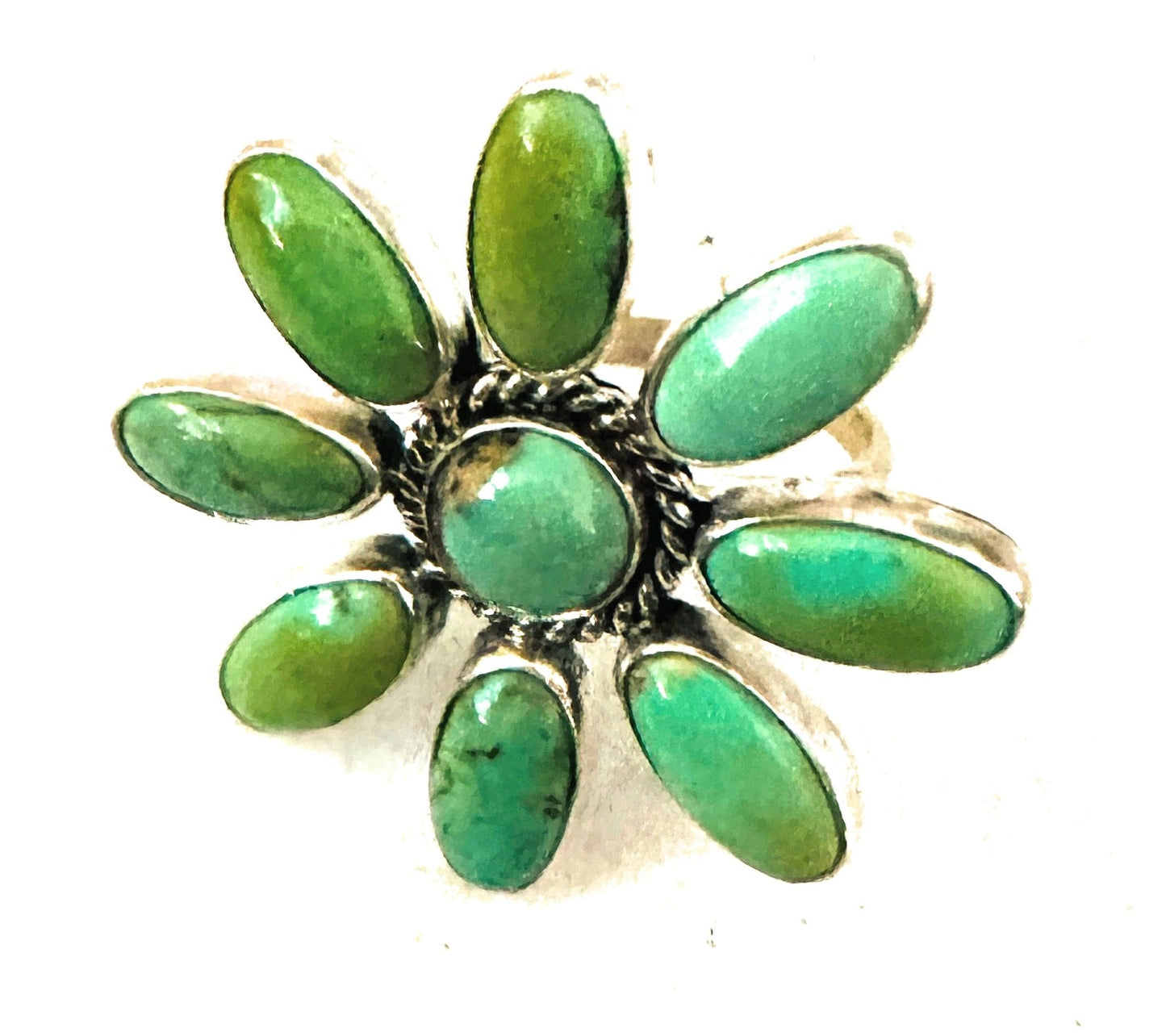 Handcrafted Sterling Silver & Turquoise Flower Adjustable Ring