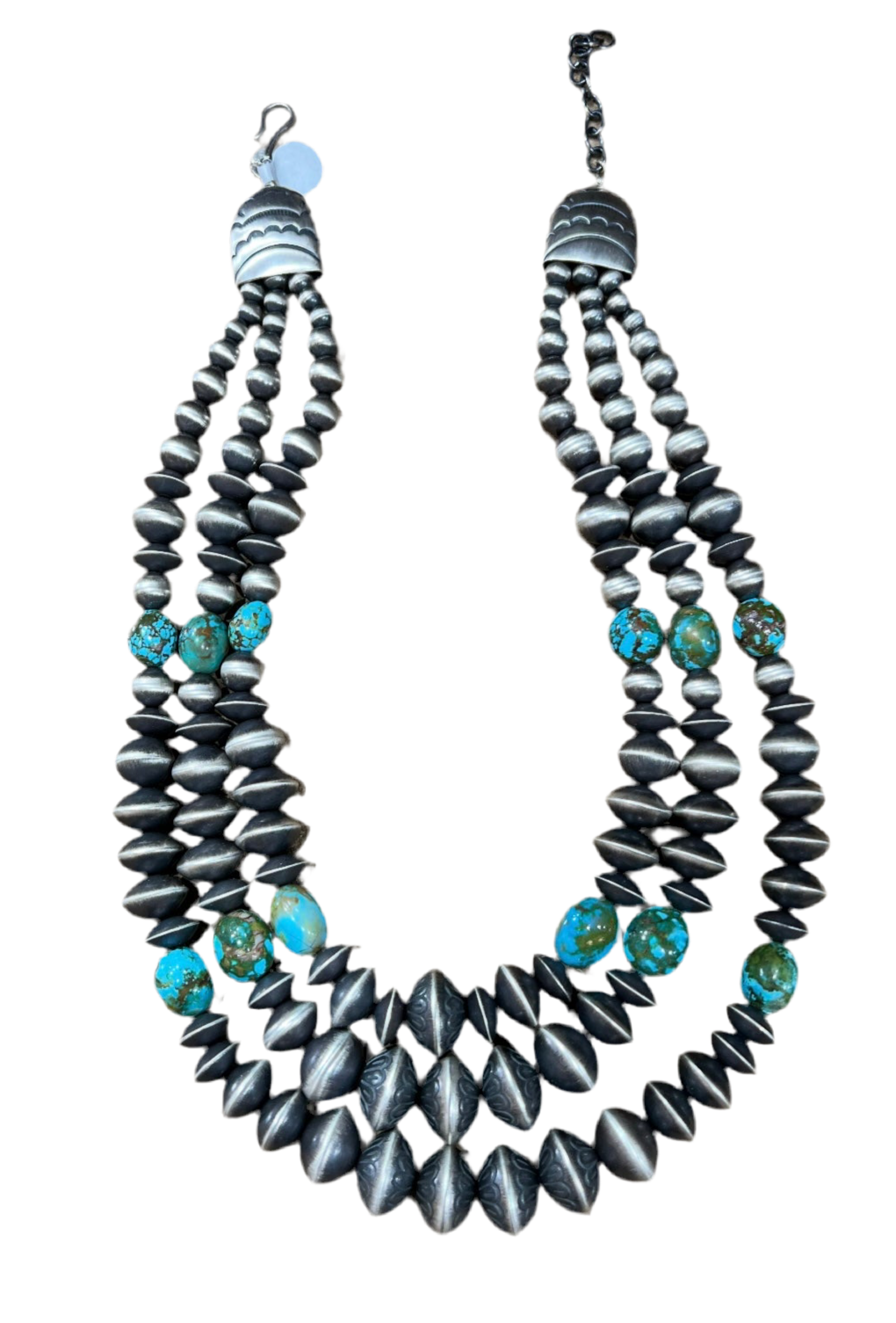 Rose Martin Sterling Silver & Kingman Turquoise Three Strand Necklace