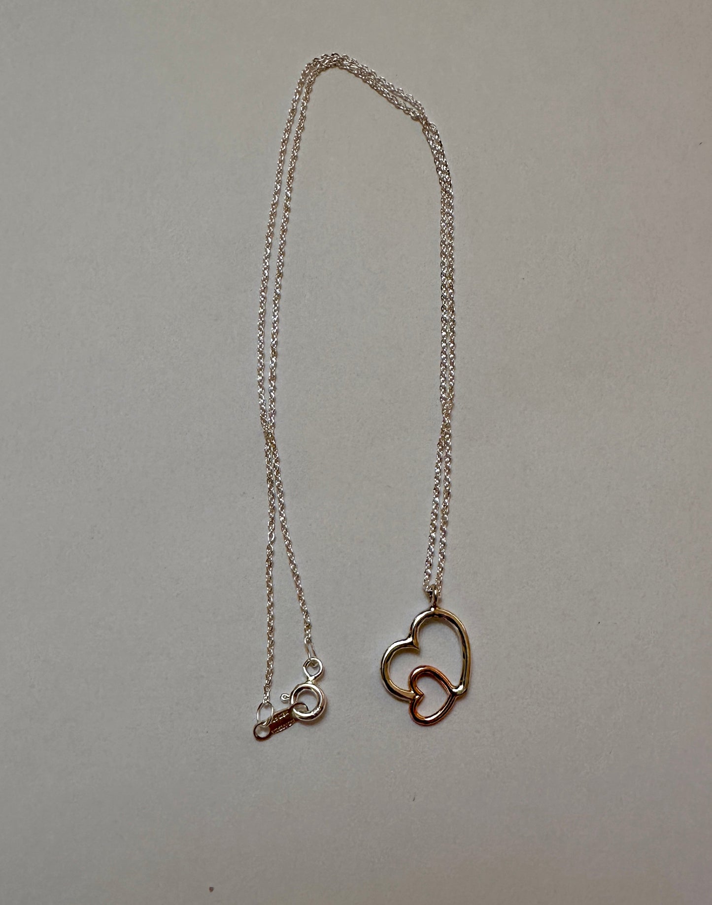Sterling Silver & Copper Hearts Necklace