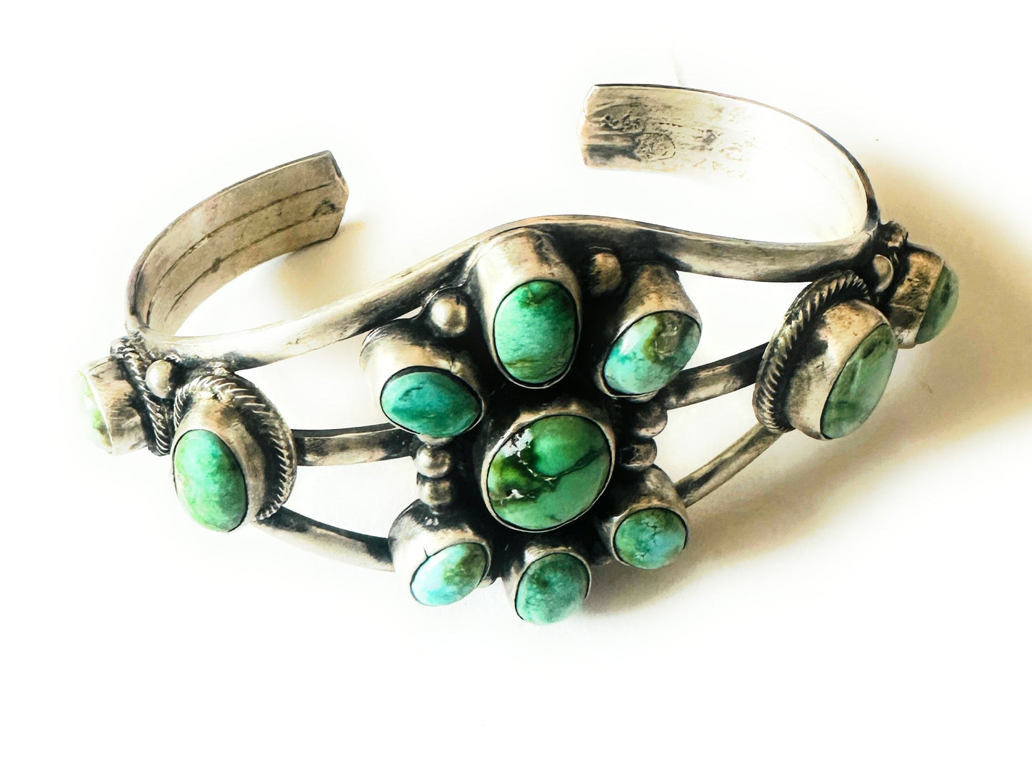 Handcrafted Sonoran Gold Turquoise & Sterling Silver Cuff Bracelet