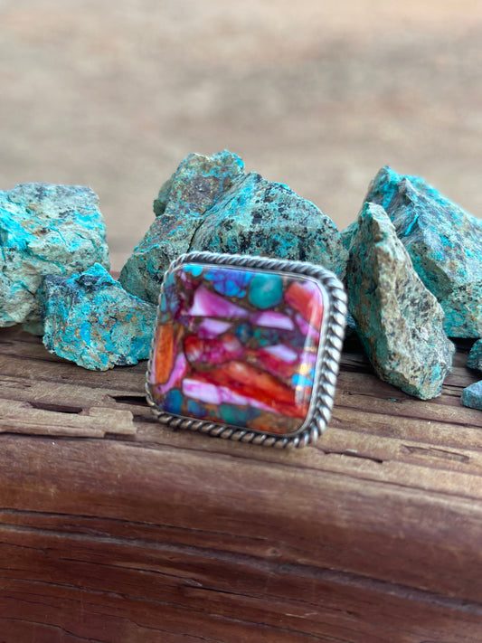 “The Lainey” Handcrafted Pink Dream & Sterling Silver Adjustable Ring by Alfred Martinez