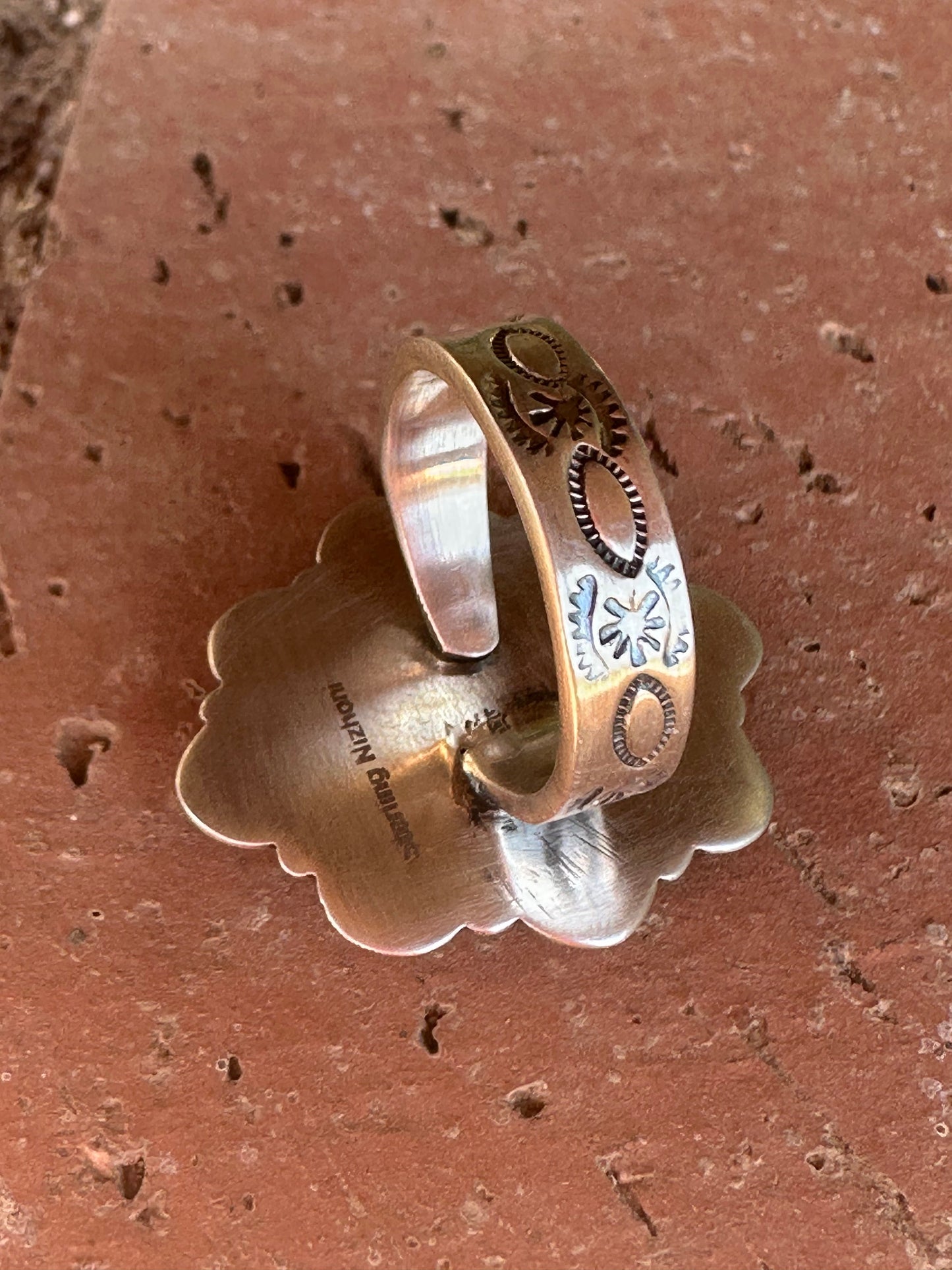 Handmade Sterling Silver Turquoise Saguaro Cactus Adjustable Ring