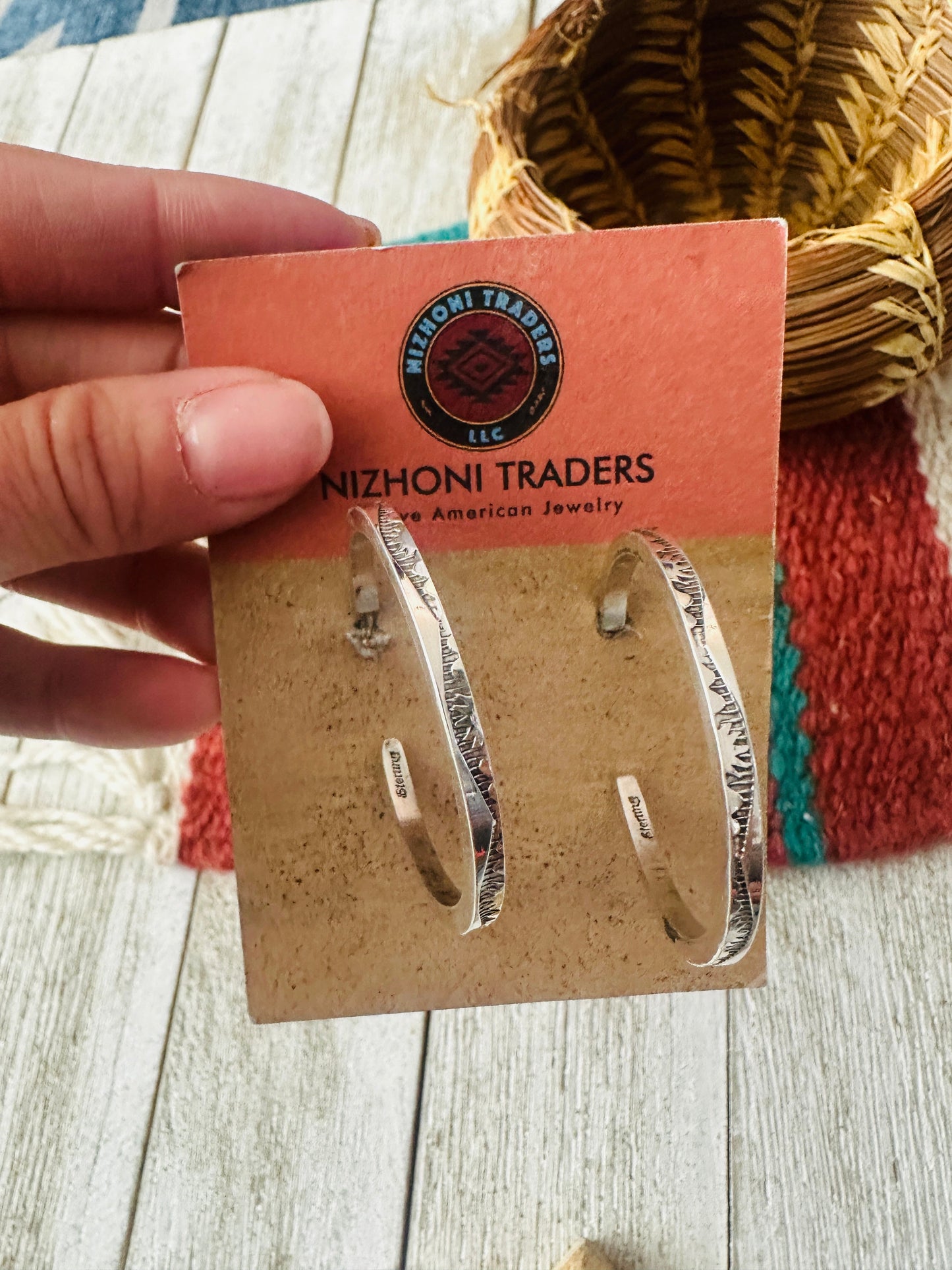 Handcrafted Hand Stamped Sterling Silver Hoop Earrings