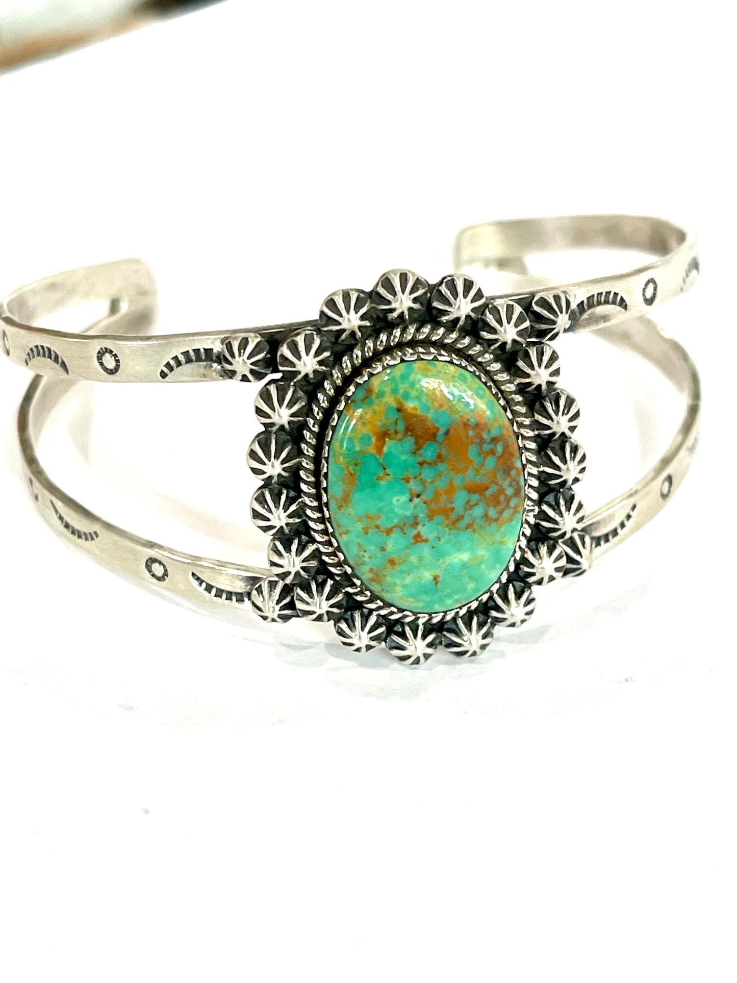 Handmade Sterling Silver & Royston Turquoise Cuff Bracelet