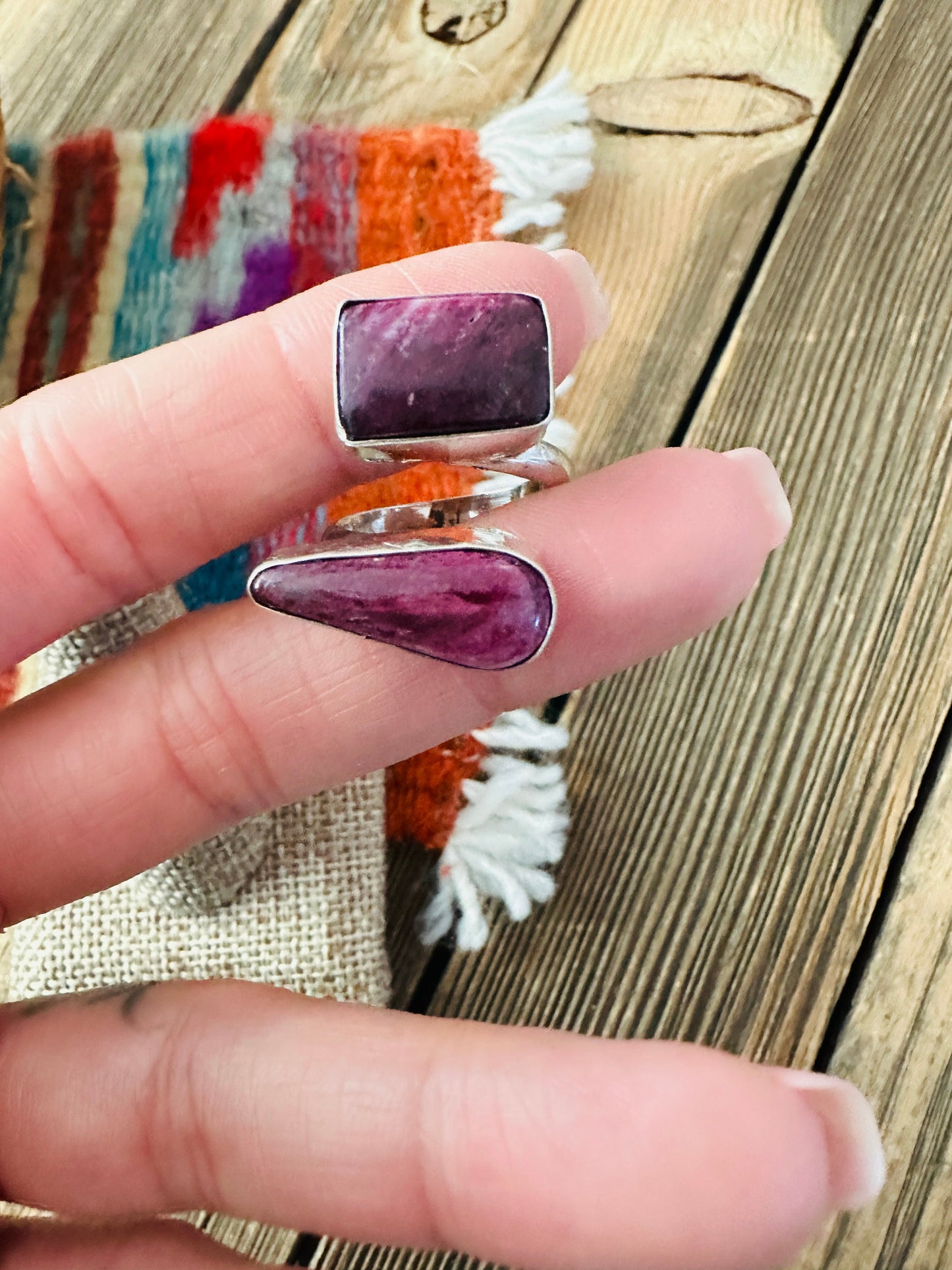 Handcrafted Purple Spiny Oyster & Sterling Silver Adjustable Ring