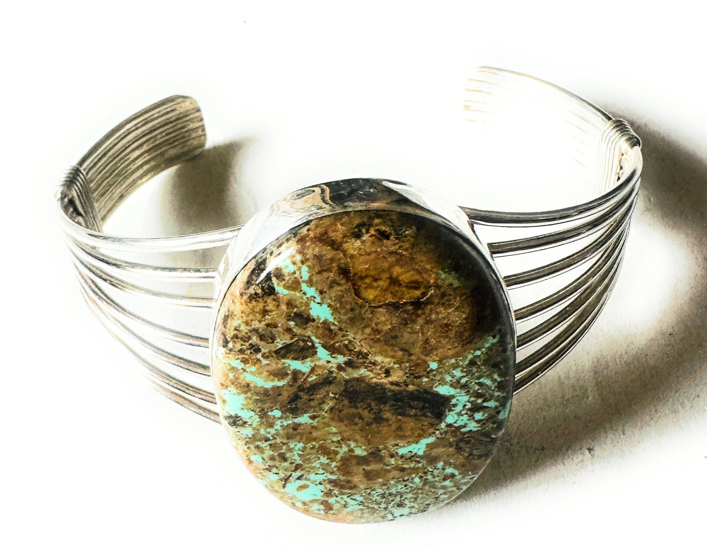 Handcrafted Sterling Silver & Number 8 Turquoise Cuff Bracelet