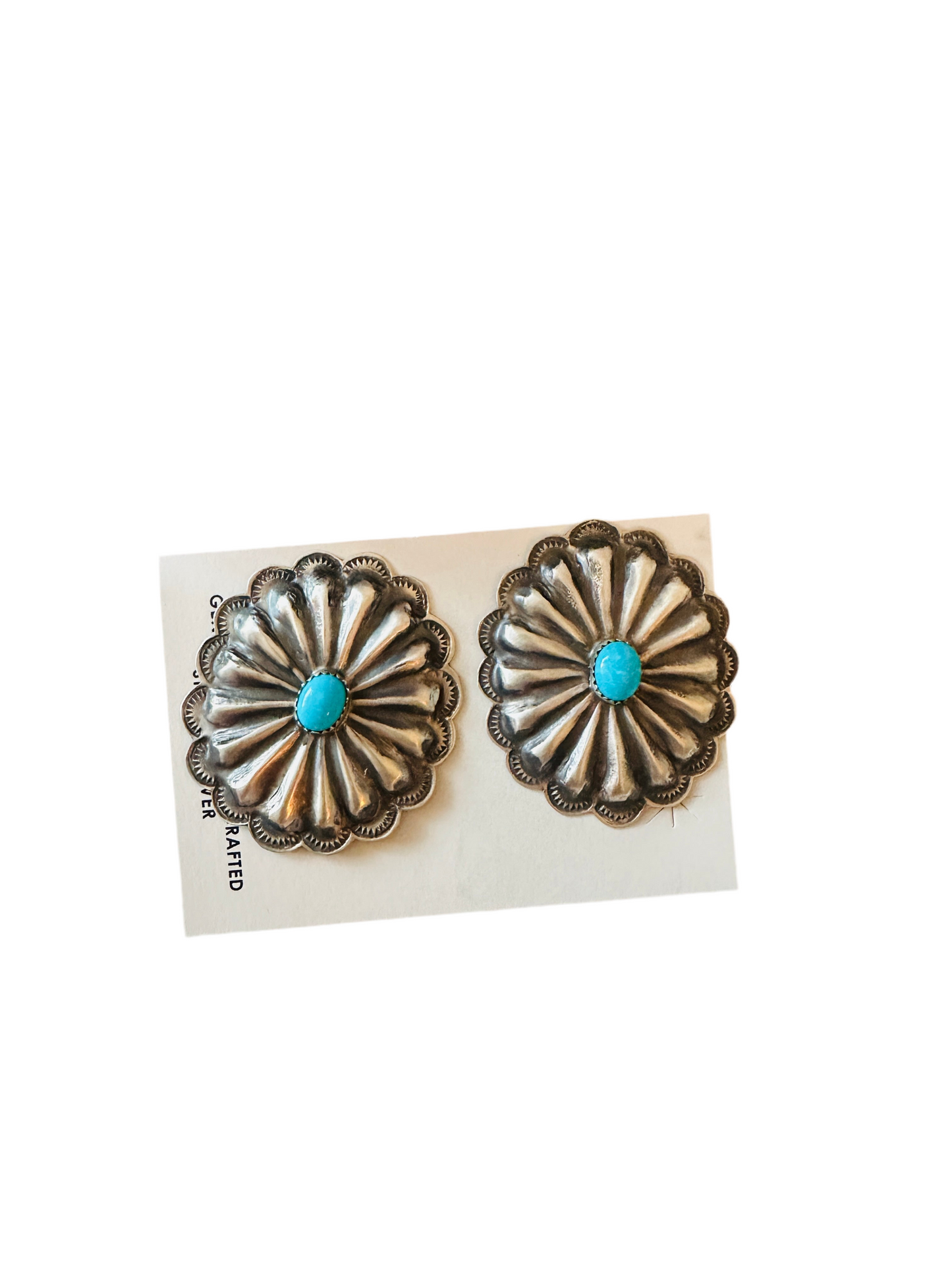Handcrafted Sterling Silver & Turquoise Concho Post Earrings
