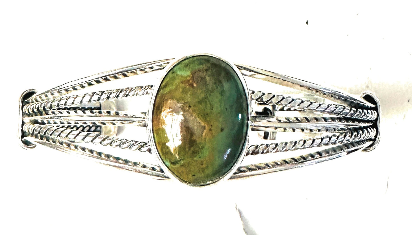 Handcrafted Royston Turquoise & Sterling Silver Cuff Bracelet