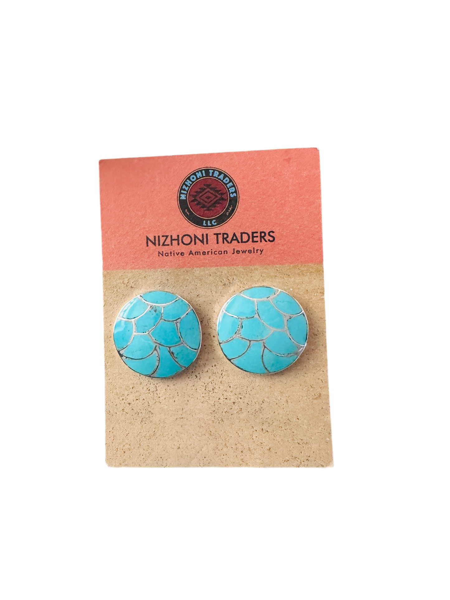 Handcrafted Turquoise & Sterling Silver Inlay Post Earrings