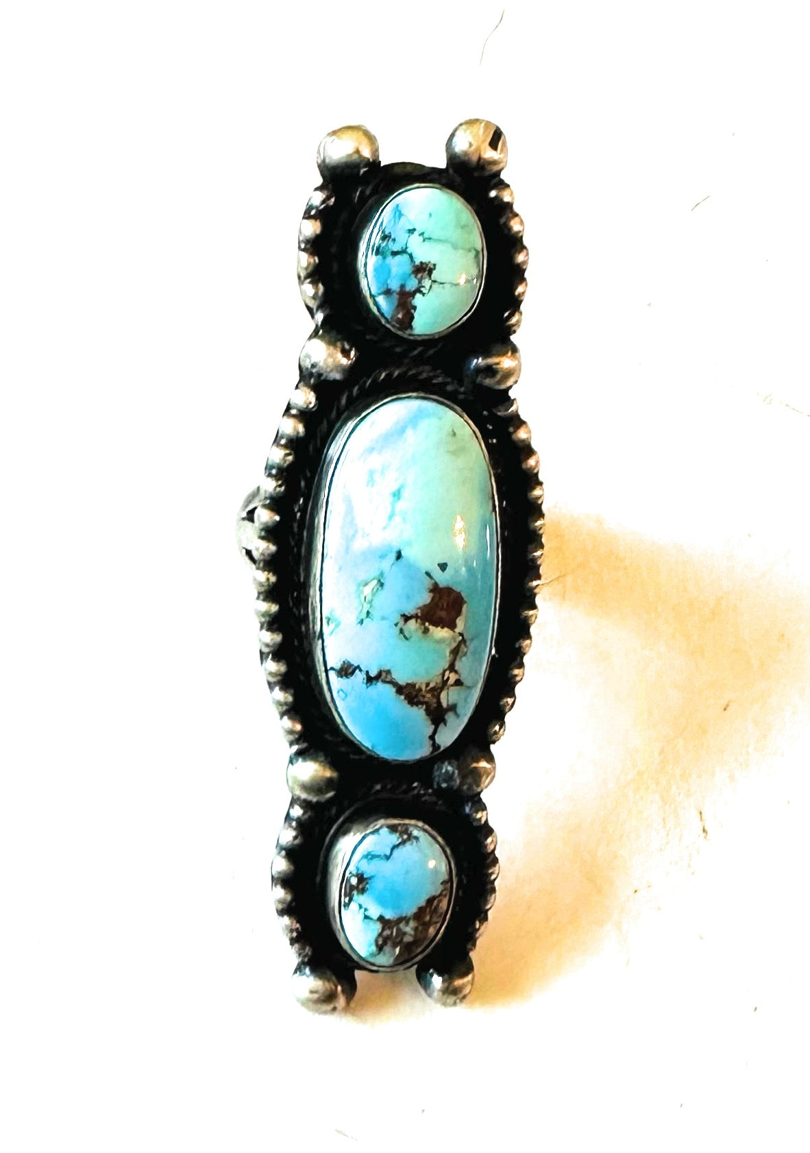 Handcrafted Golden Hills Turquoise & Sterling Silver Ring Size 6.5 by Kathleen Livingston