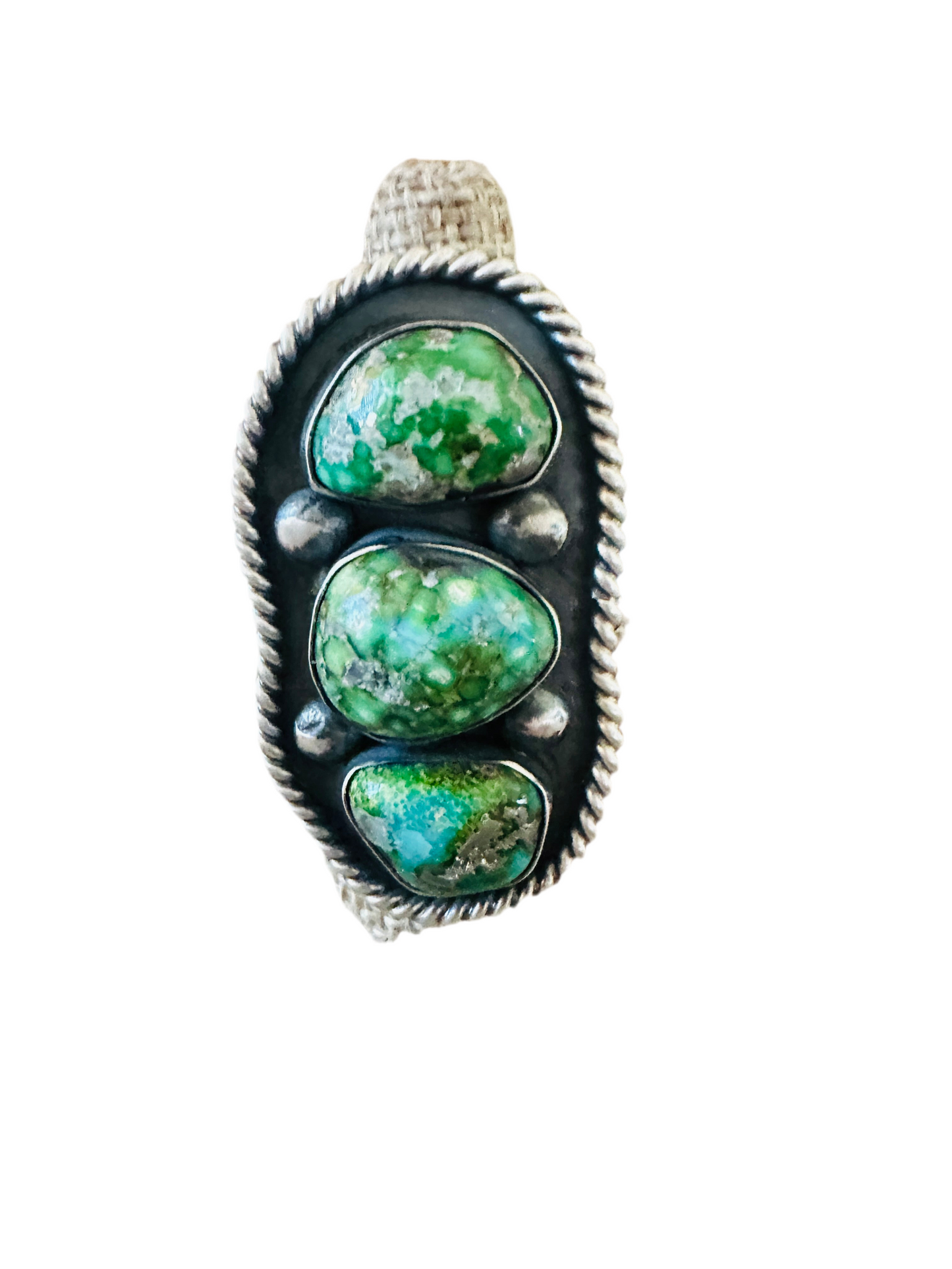 Handcrafted Sonoran Mountain Turquoise & Sterling Silver Ring Chimney Butte Size 9