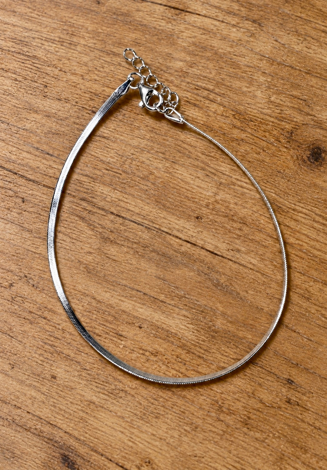 Sterling Silver Herringbone Chain Bracelet S/M
