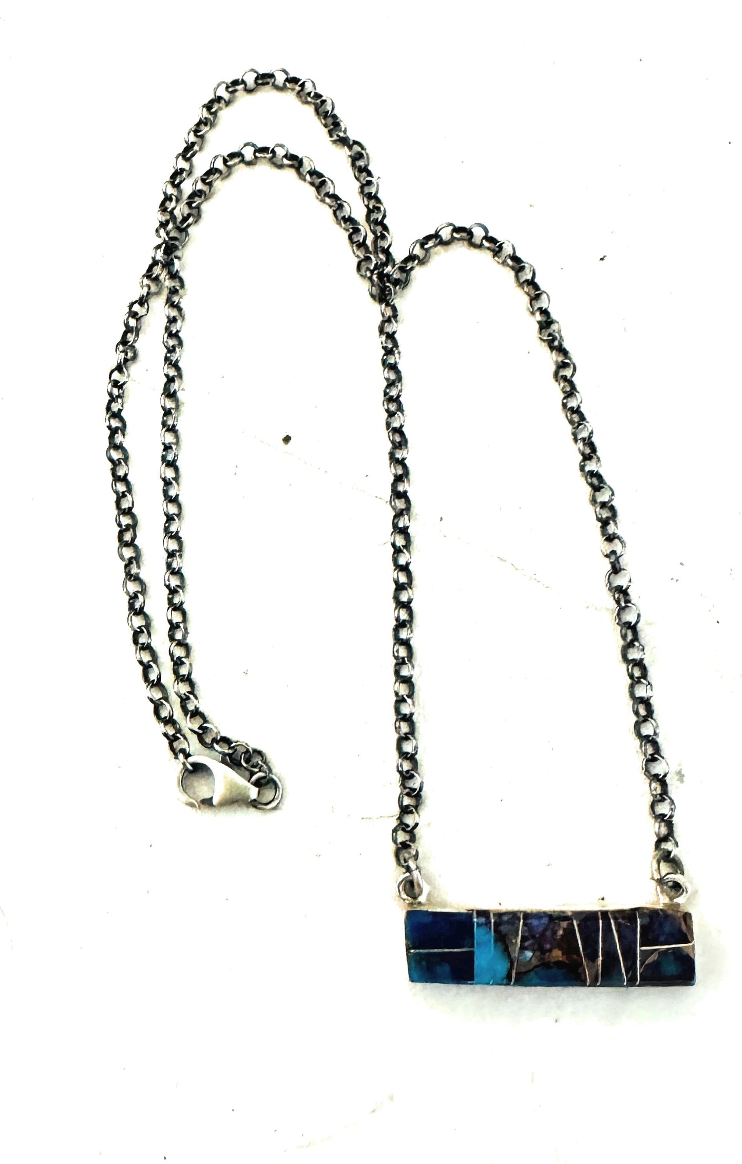 Handcrafted Purple Mojave & Sterling Silver Inlay Bar Necklace