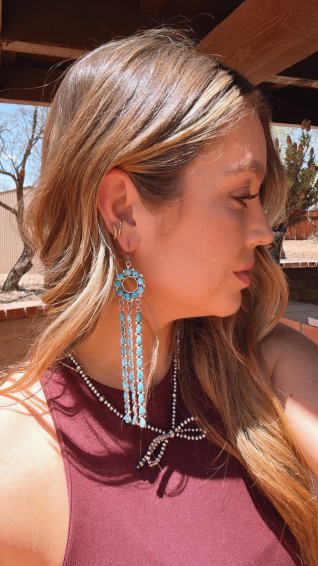 Handcrafted Sterling Silver & Kingman Turquoise Dangle Earrings By Juliana Williams