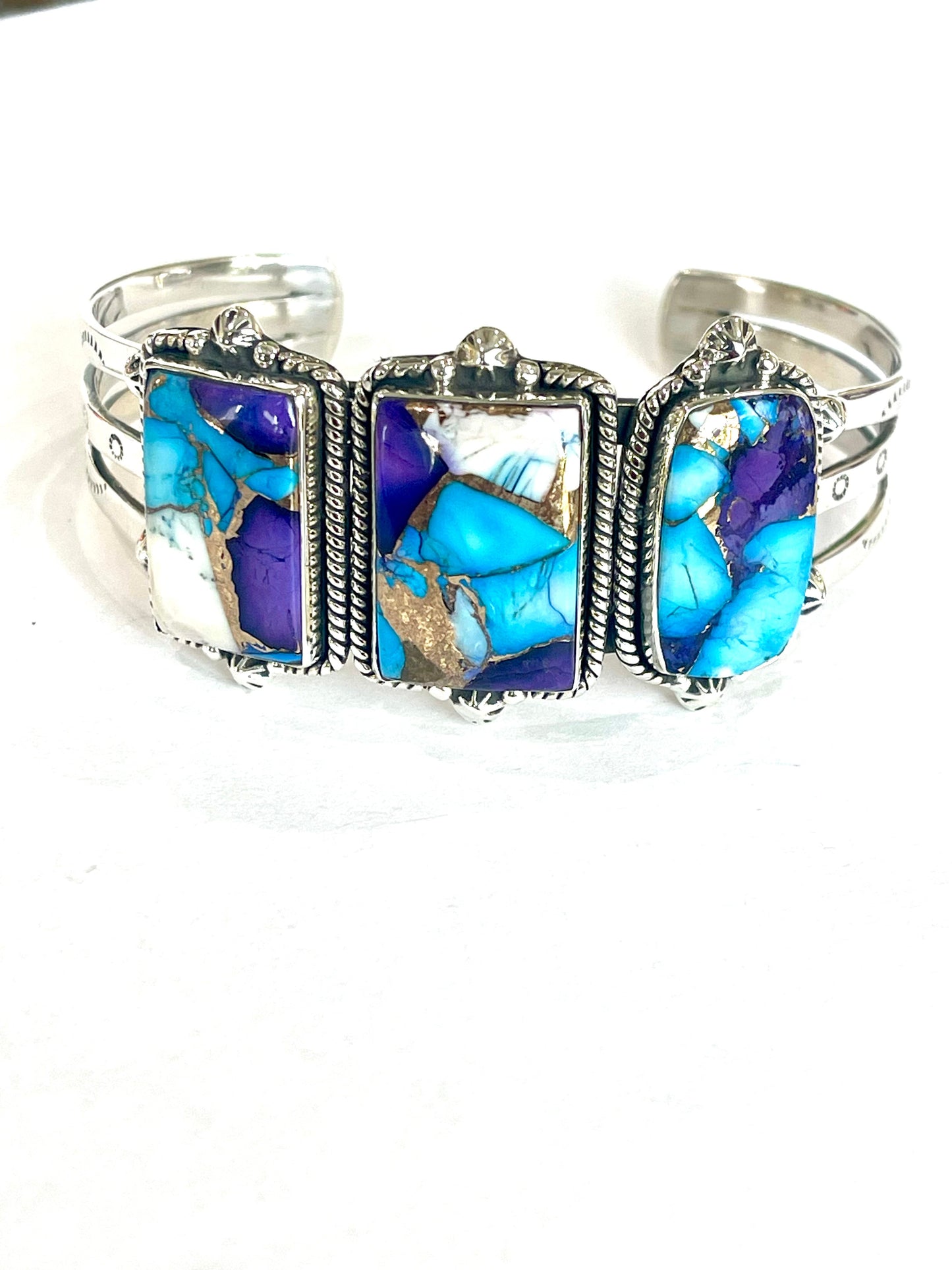 Handmade Sterling Silver Purple Kingman Mojave Adjustable Cuff