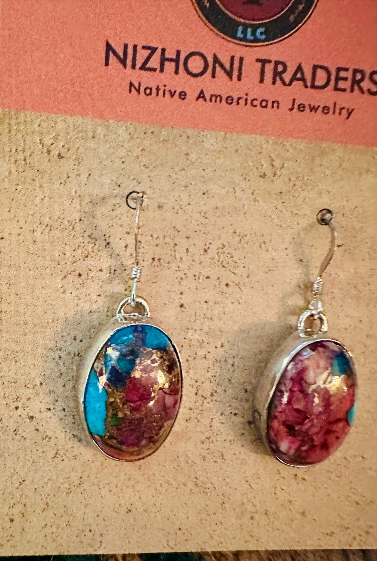 Handcrafted Pink Dream Mojave & Sterling Silver Dangle Post Earrings