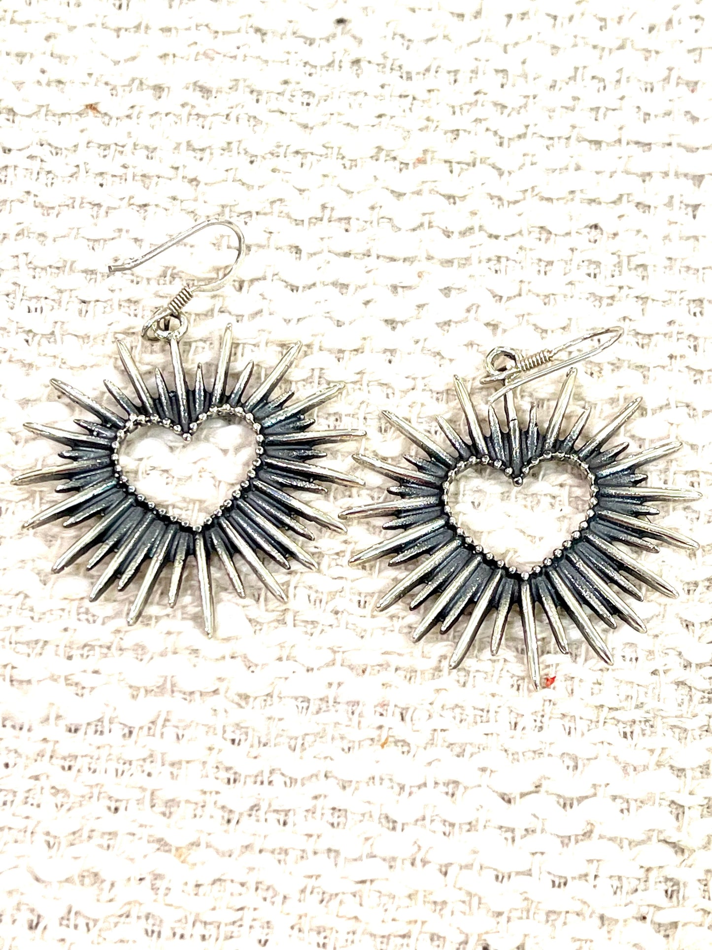 Handmade In Mexico Sterling Silver , Heart Dangle Earrings