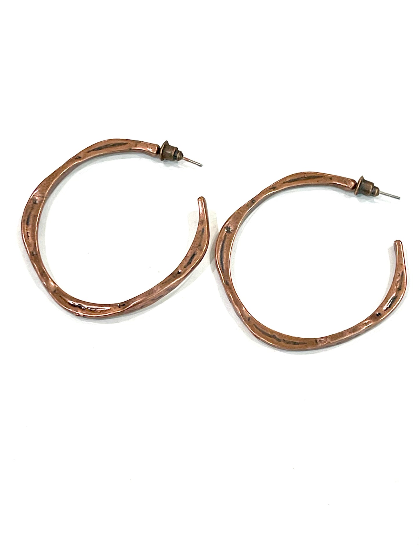 Vintage Handmade Copper Hoop Earrings