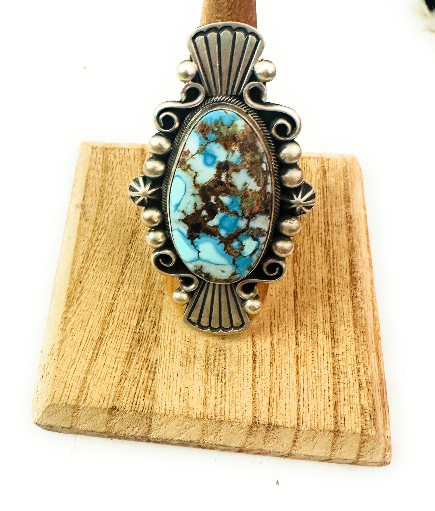 Handcrafted Golden Hills Turquoise & Sterling Silver Ring Size 7