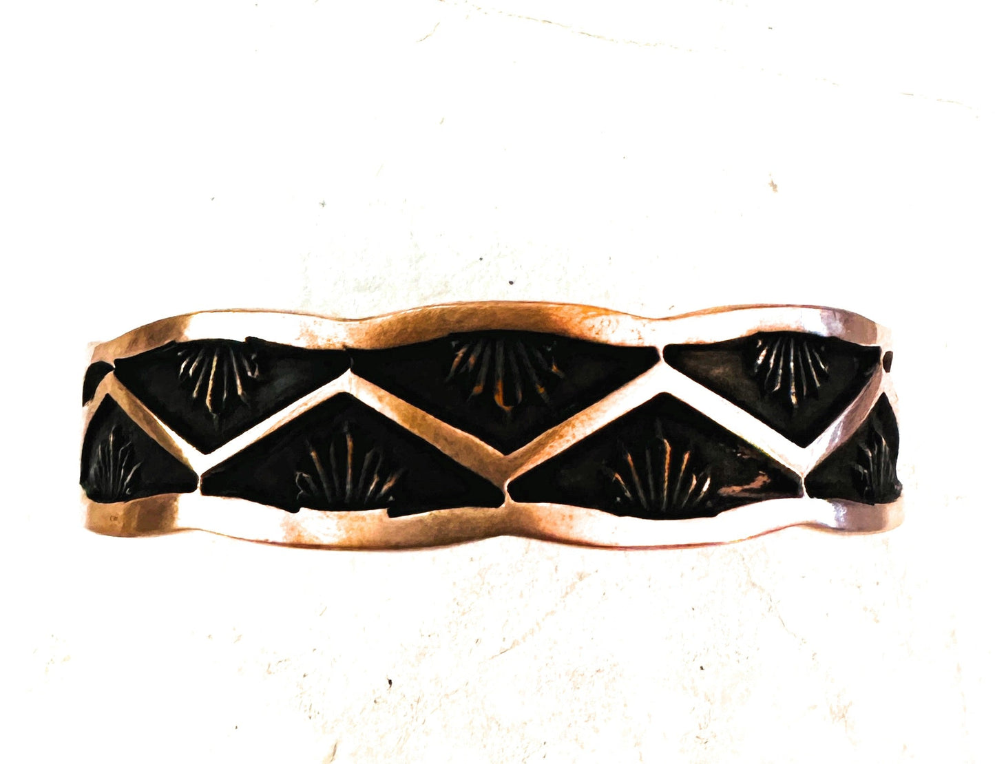 Handcrafted Hand Stamped Copper Cuff Bracelet Signed