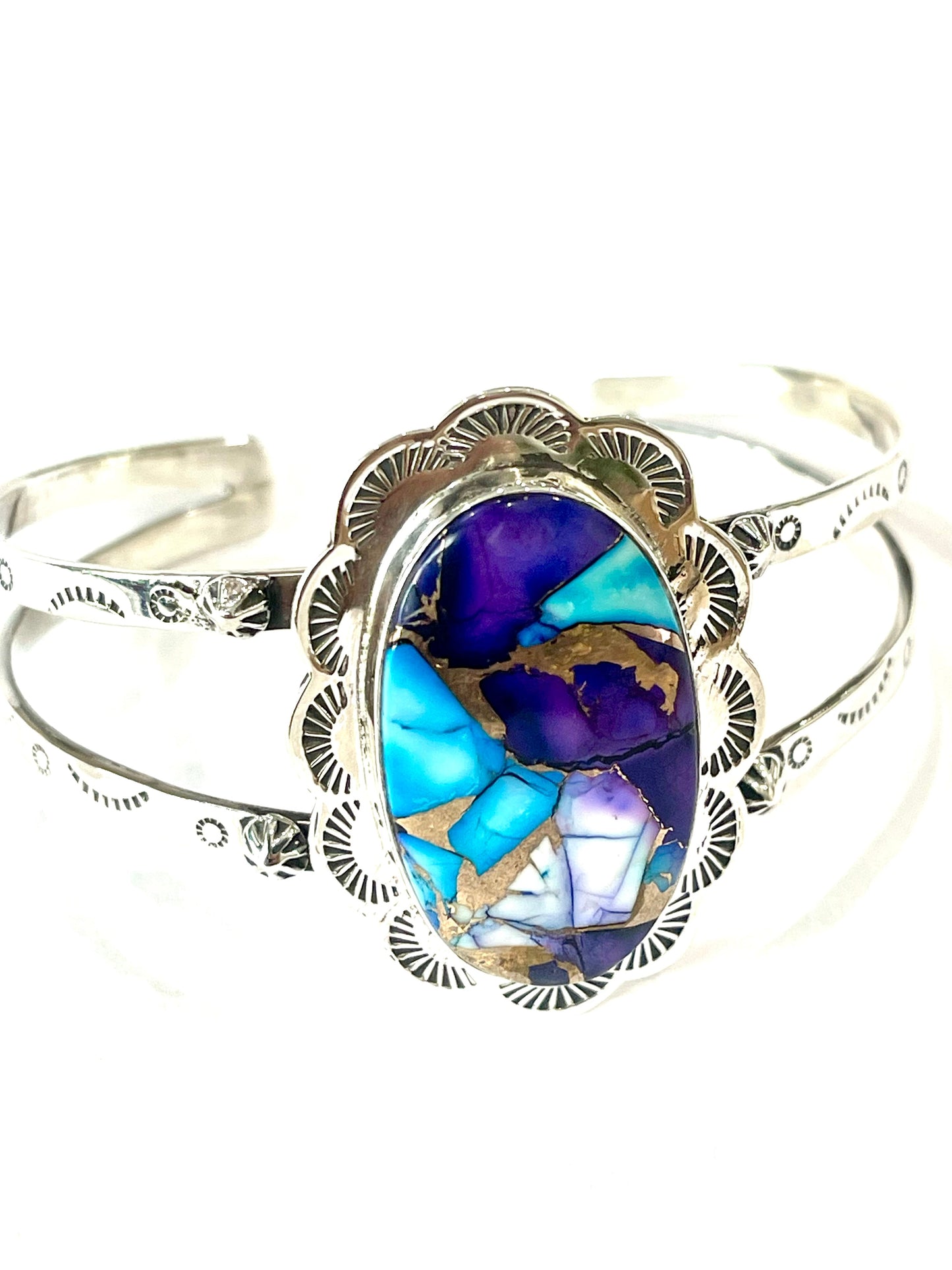 Handmade Purple Dream Mojave & Sterling Silver Cuff Bracelet