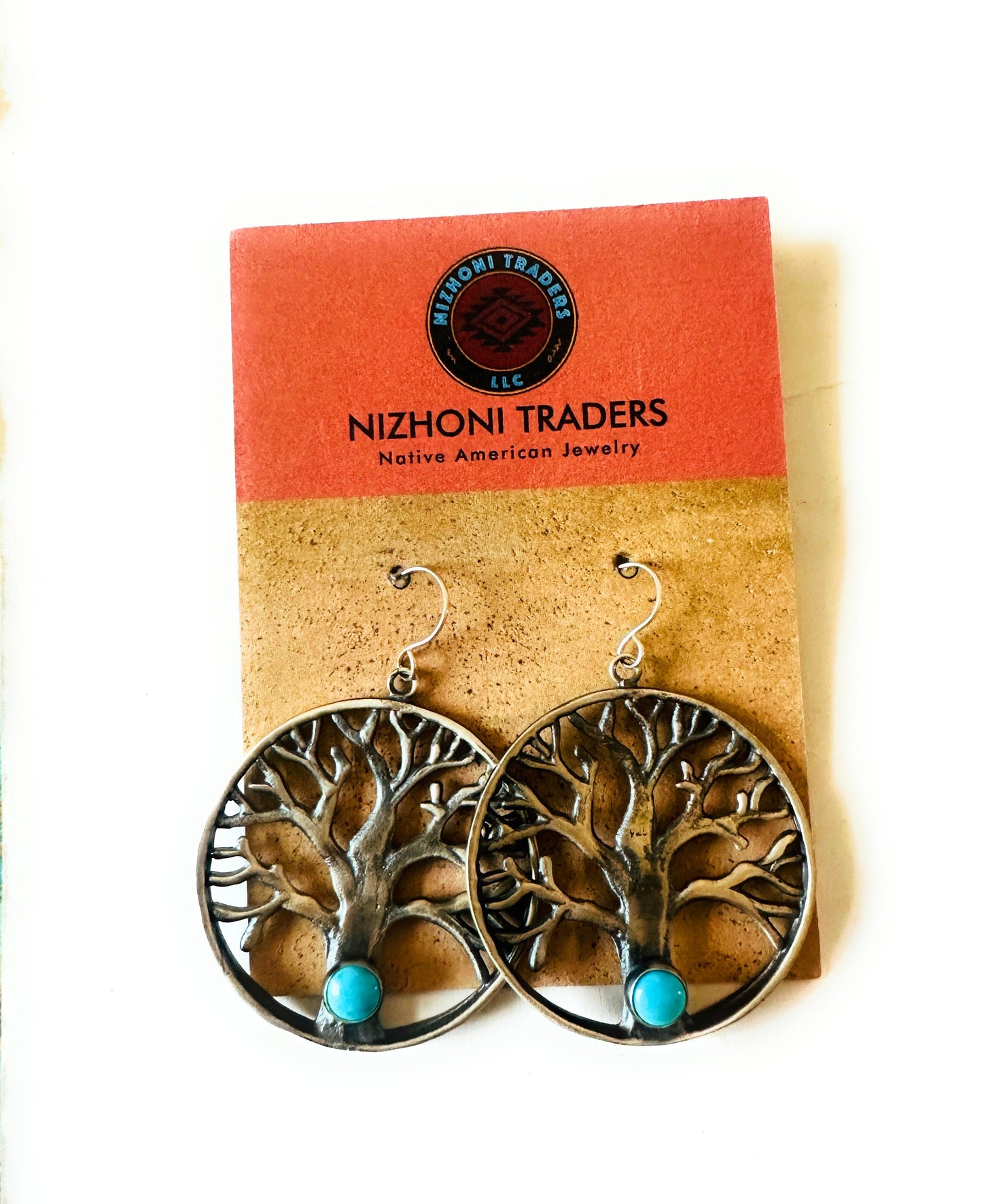 Handcrafted Sterling Silver & Turquoise Tree of Life Dangle Earrings