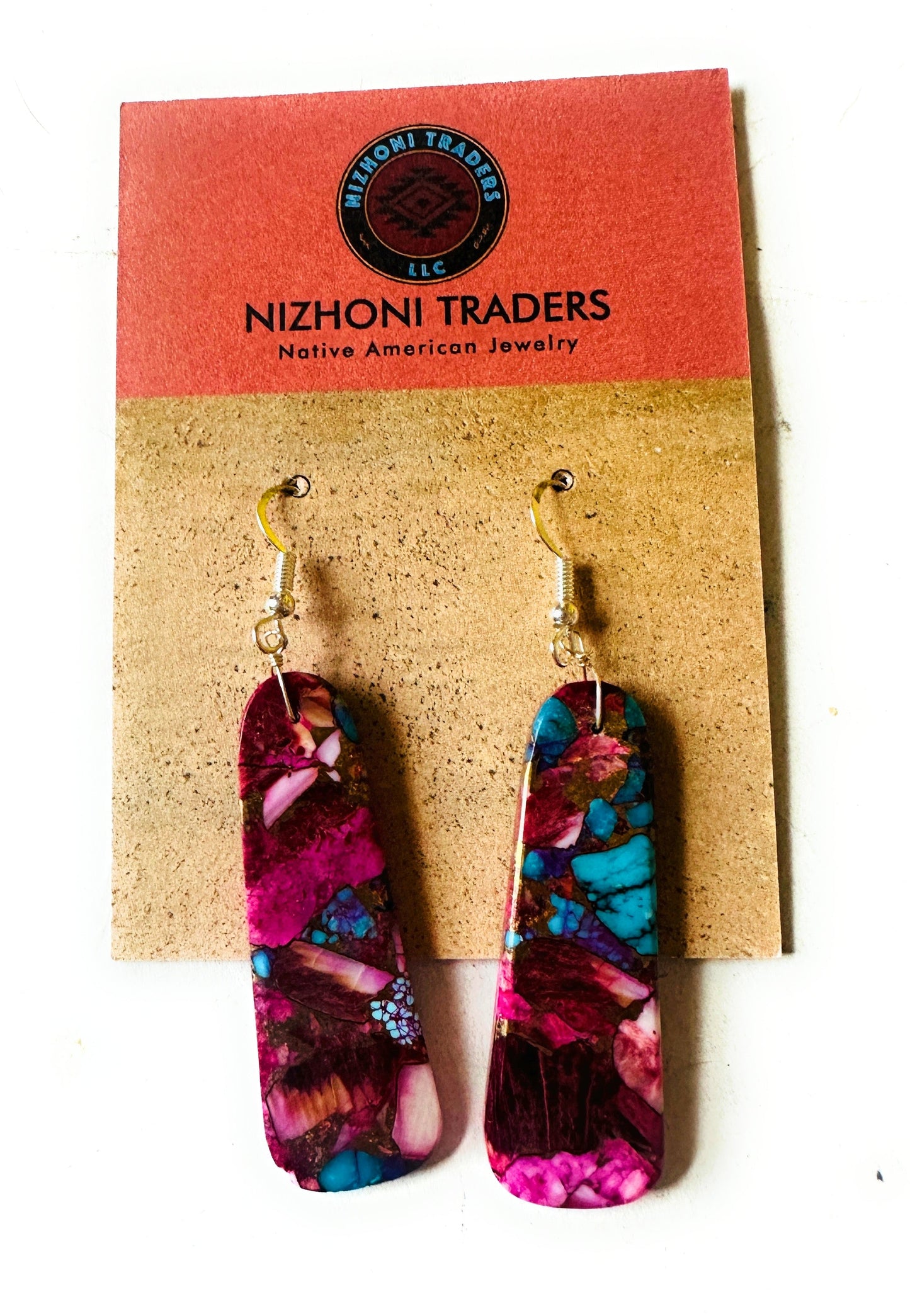 Handcrafted Sterling Silver & Pink Dream Mojave Slab Dangle Earrings