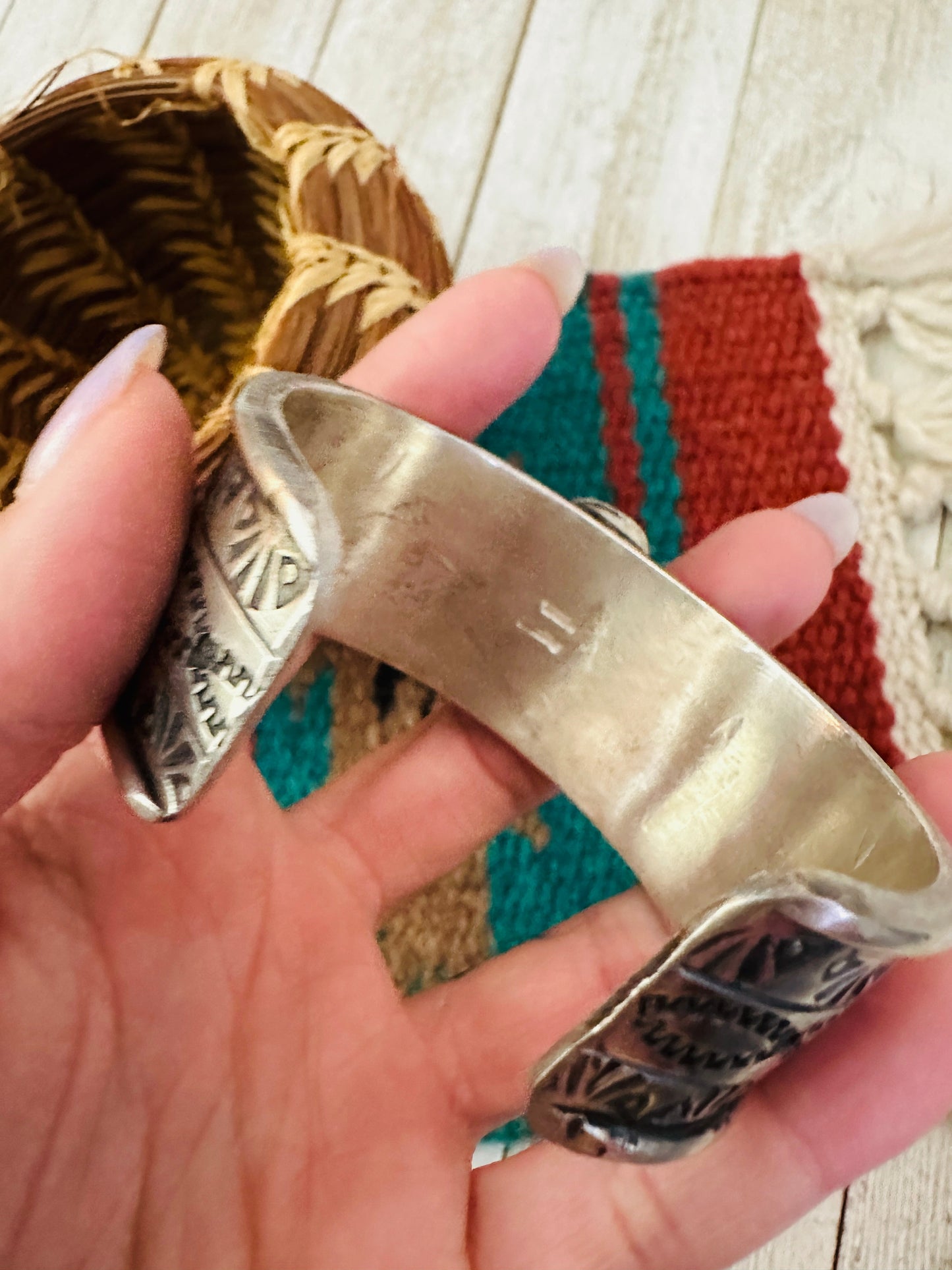 Handcrafted Old Pawn Turquoise & Sterling Silver Cuff Bracelet