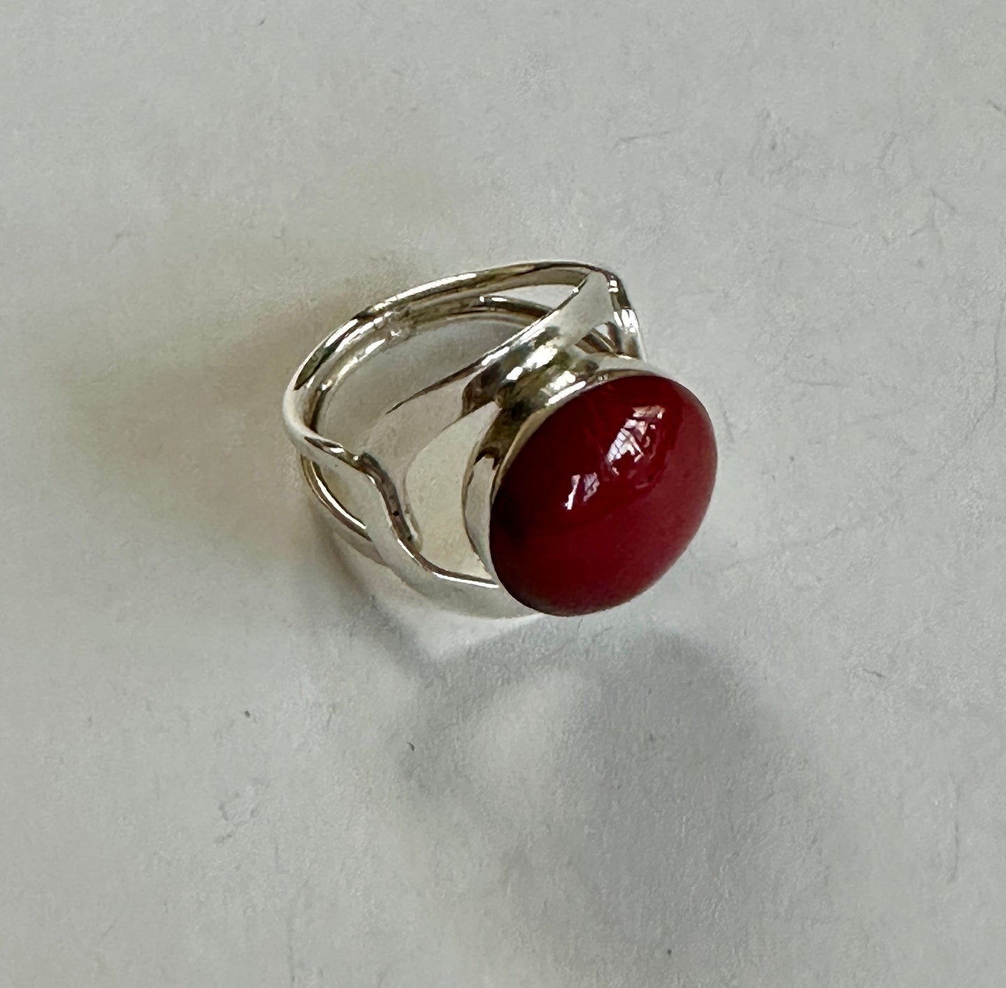 Round Frame Red Jasper Sterling Silver Ring