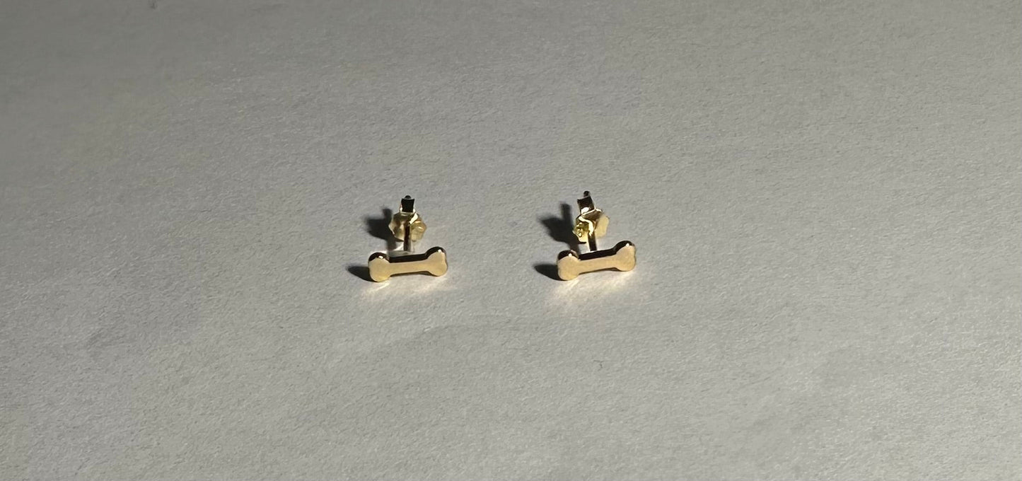 14kGold Sterling Silver Bone Stud Earrings